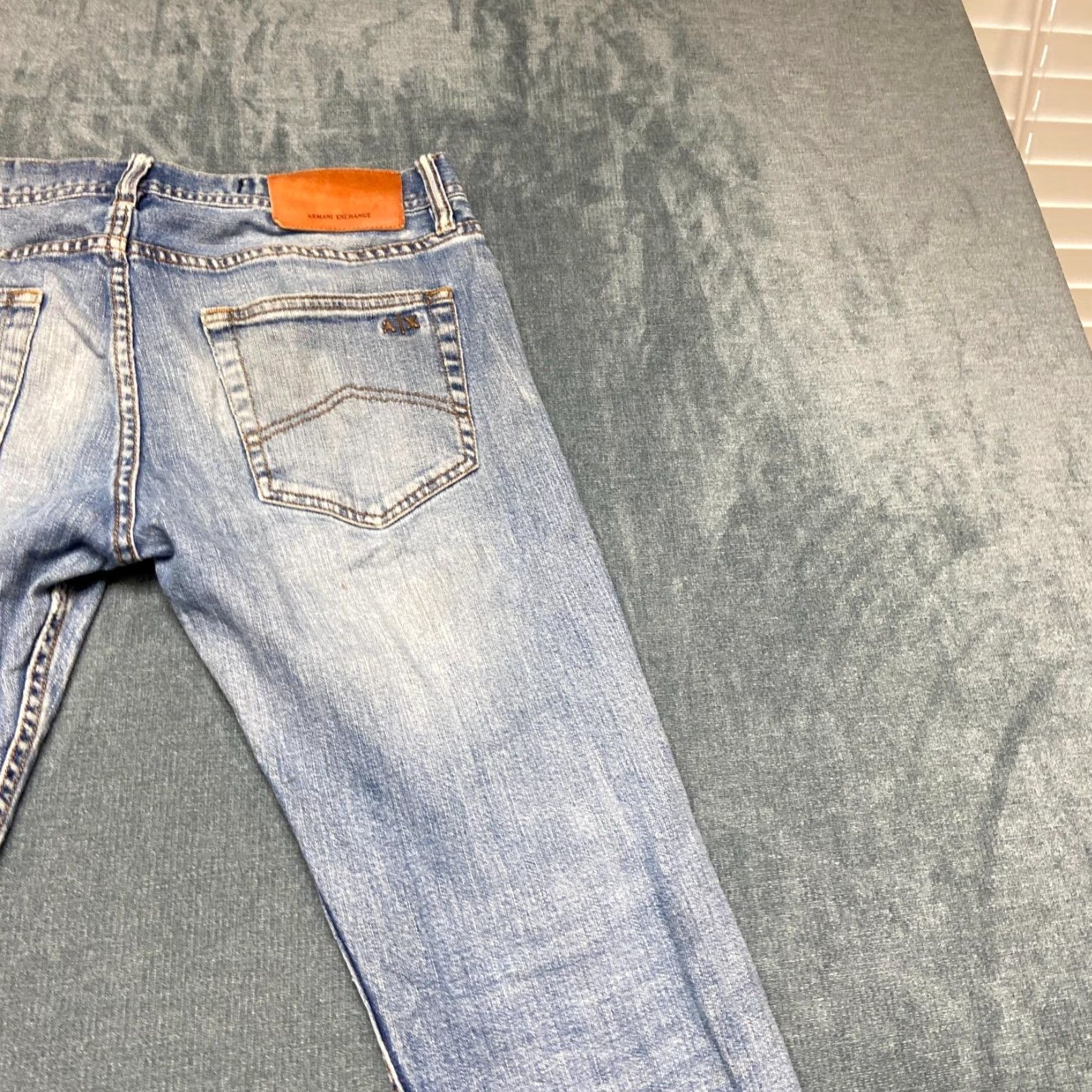 Armani Exchange Armani Exchange Jeans Mens 31 Regular 5-Pocket Blue Straight Denim Comfort Stretch Embroidered Jeans Size US 31 - 5 Thumbnail