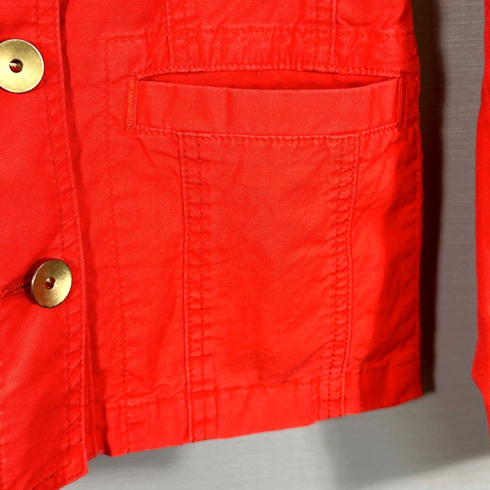 Vintage CAbi 727 Jacket Womens XS Taylor Utility Ruffle Back Button Lobster Red Pockets Jacket Size XS / US 0-2 / IT 36-38 - 5 Thumbnail
