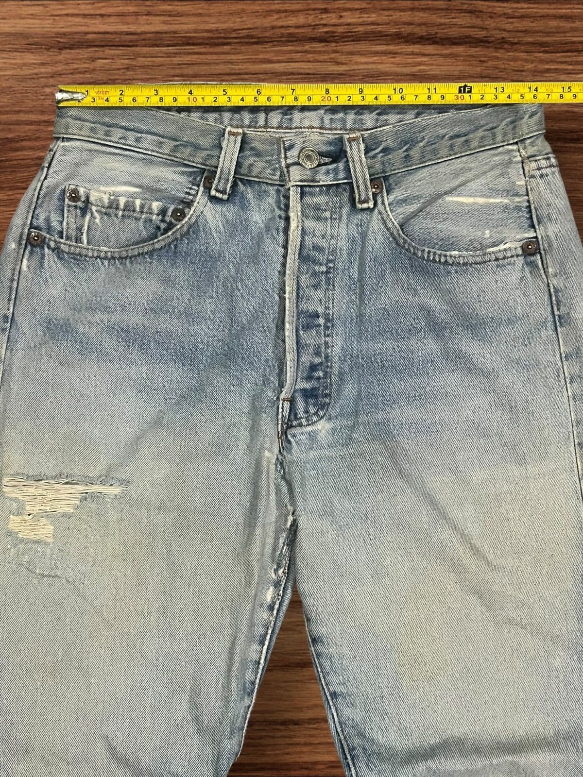 Levi's × Levi's Vintage Clothing × Vintage Vintage 80s Levi’s 501 Button Fly Blue Washed Trashed Jeans Size US 28 / EU 44 - 20 Thumbnail