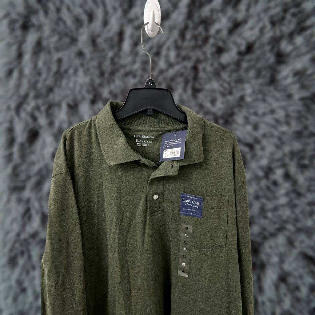 Croft & Barrow VINTAGE Croft & Barrow Polo Shirt Mens XL Dark Green Easy Care Long Sleeve NWT MSRP 34 Size US XL / EU 56 / 4 - 1 Thumbnail