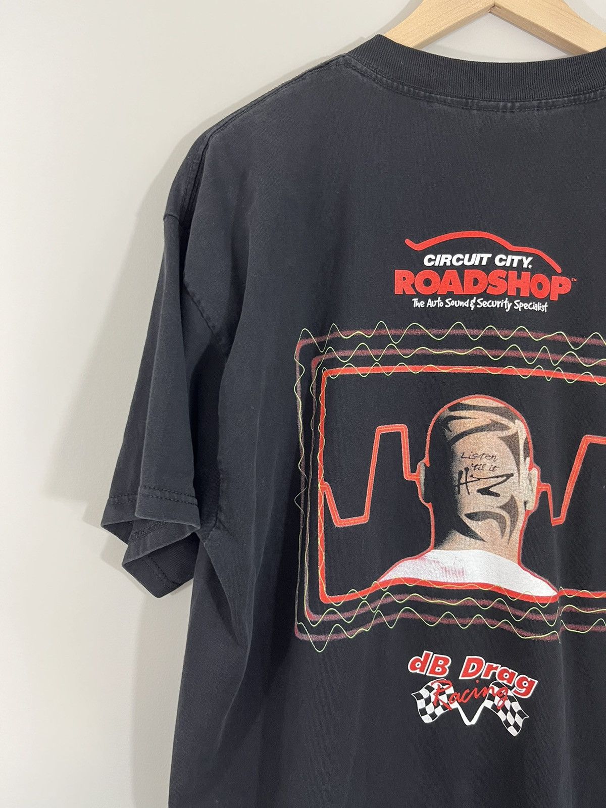 Vintage Faded Black Drag Racing Head Tattoo Graphic Tee Size US L / EU 52-54 / 3 - 9 Thumbnail