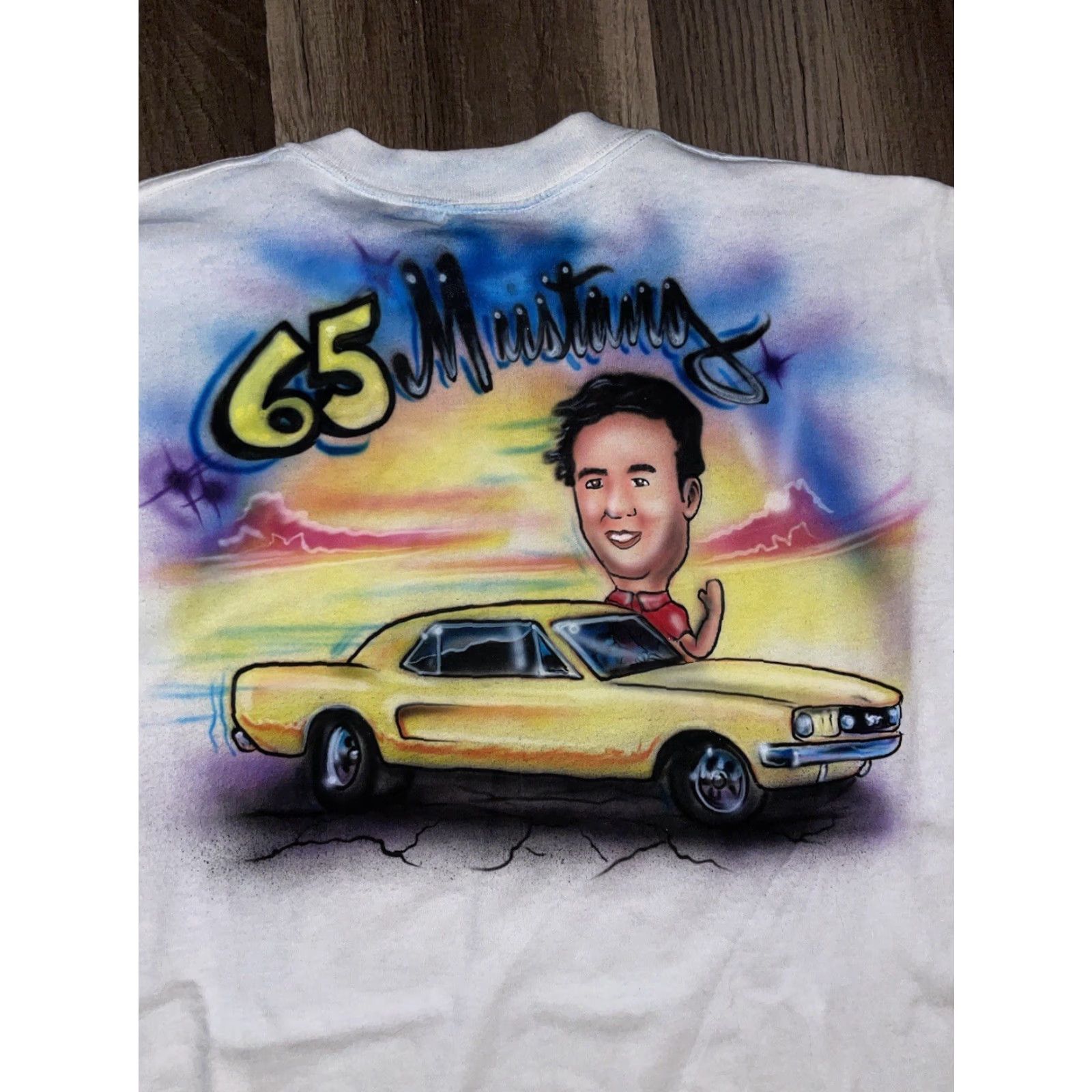 Hanes VINTAGE Air Brush Mustang Big Head T-Shirt White XL Mens Hanes Stitch Single Stitch Size US XL / EU 56 / 4 - 2 Thumbnail