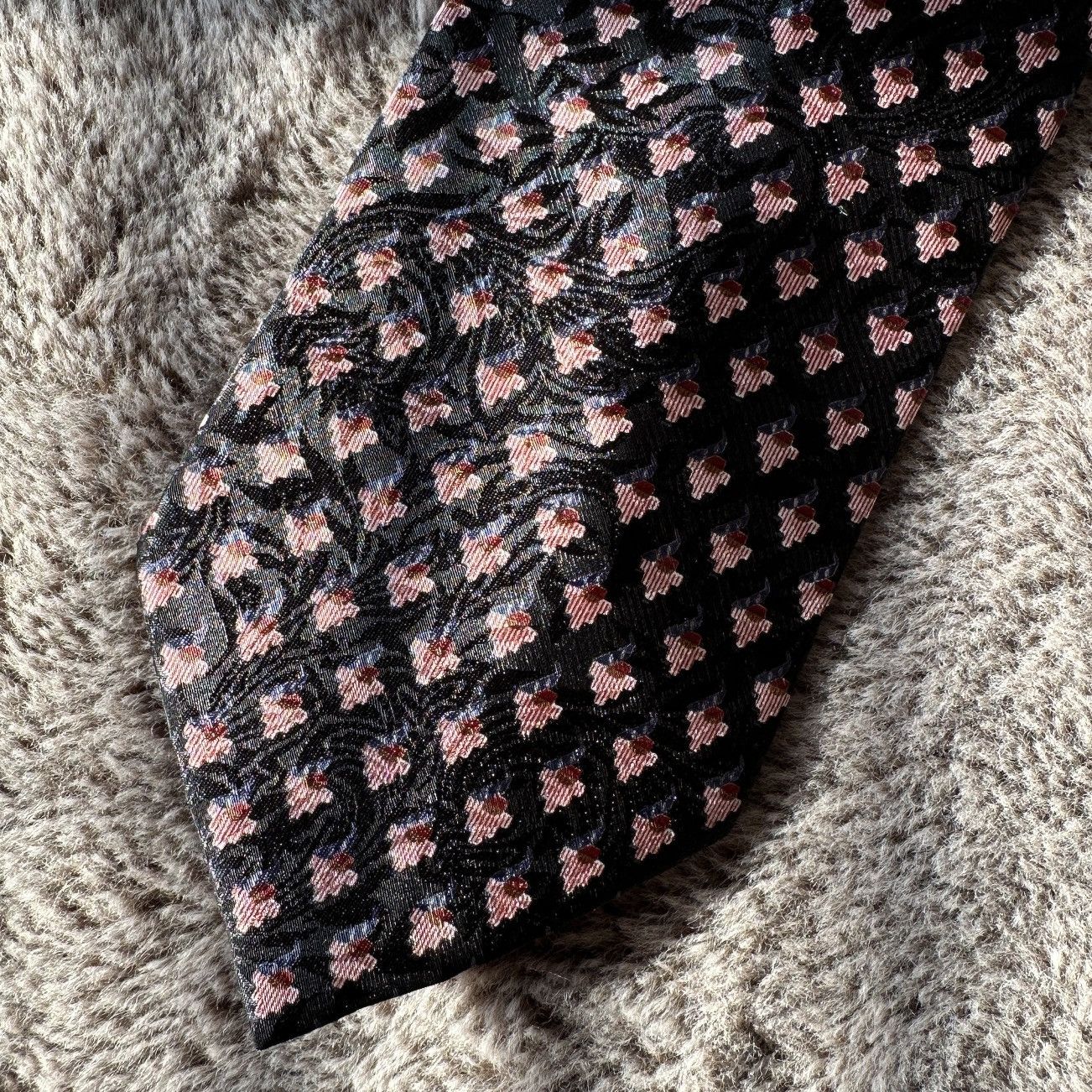 CHRISTIAN DIOR Monsieur Black Printed Tie