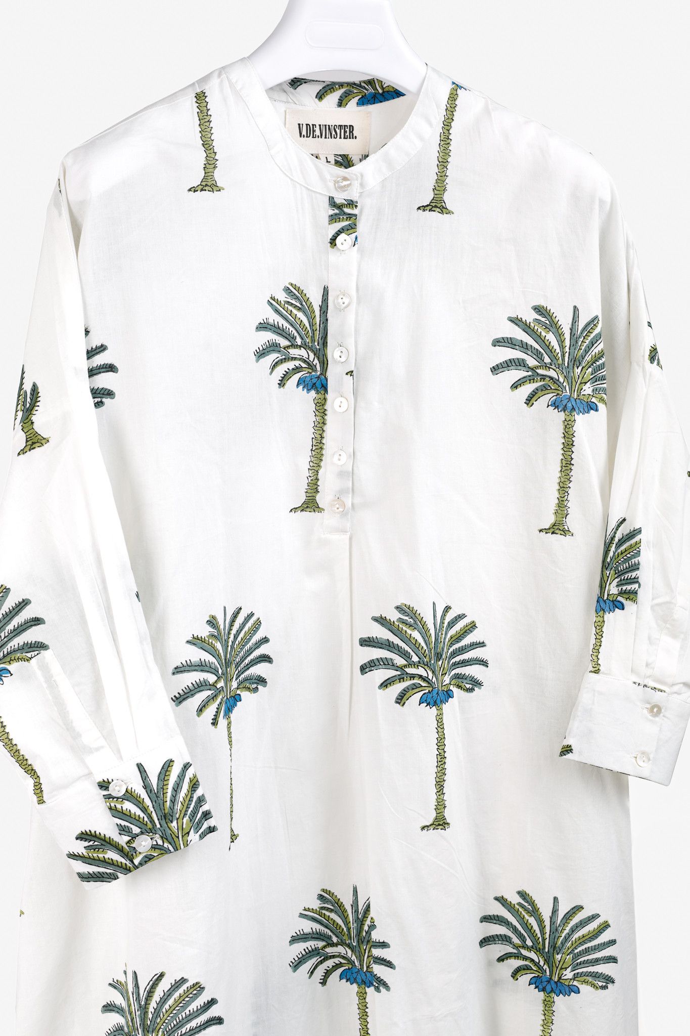 Designer V de Vinster White & Green Oversized Palm Tree Print Tunic Size L / US 10 / IT 46 - 3 Thumbnail