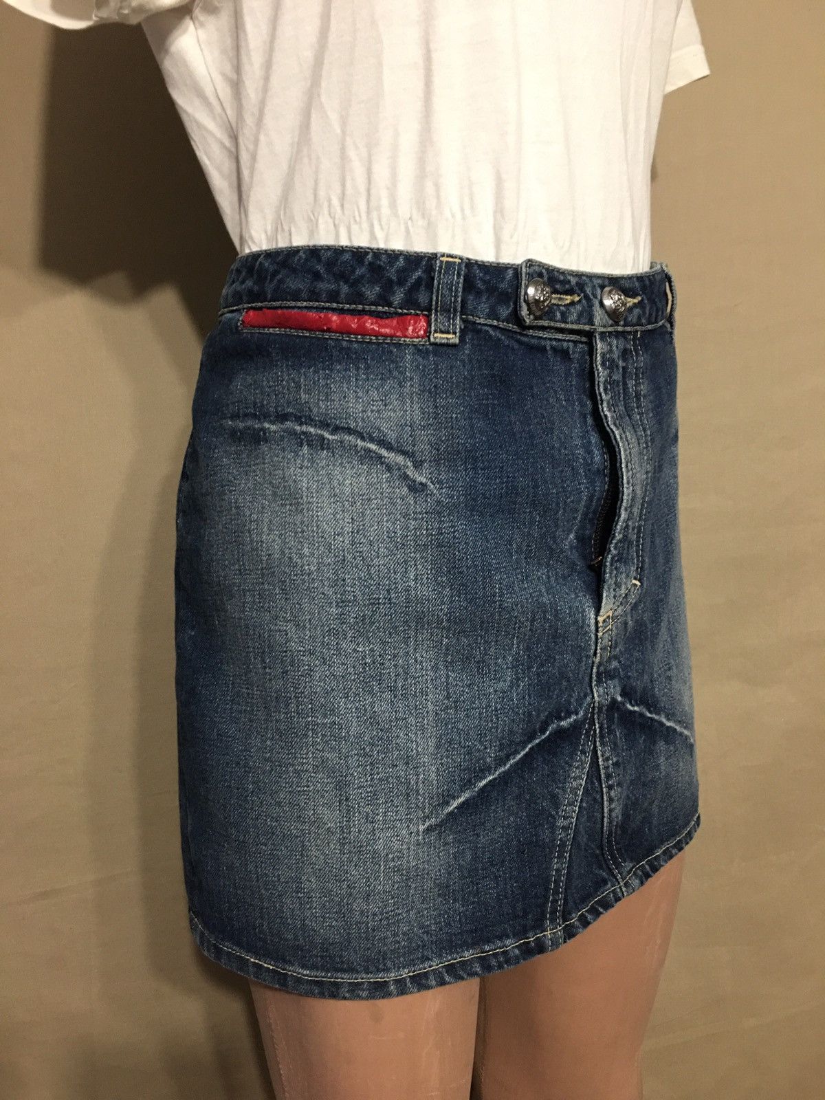 Versace × Versace Jeans Couture VERSACE Jeans Couture Denim Blue Designer Mini Skirt Size 32" / US 10 / IT 46 - 5 Thumbnail