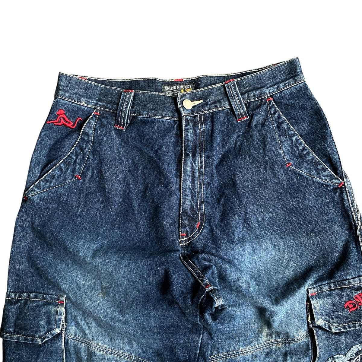 Ecko Unltd. × JNCO × Southpole 2000s Rare DrunkNMunky Cargo Embroidery Wide Leg Baggy Jeans Size US 30 / EU 46 - 3 Thumbnail