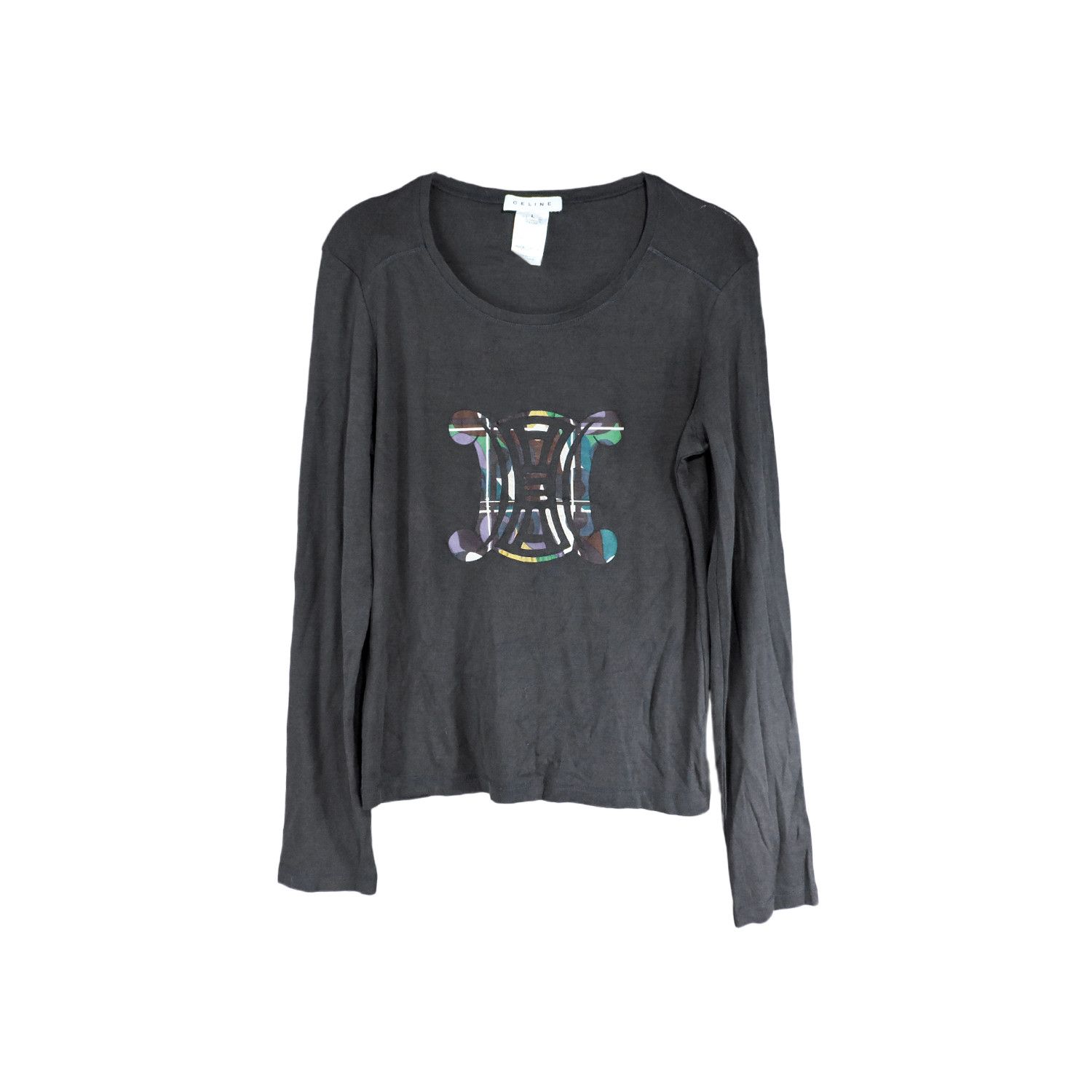 Celine CELINE MULTICOLOUR BIG LOGO LONG SLEEVE T-SHIRT Size L / US 10 / IT 46 - 1 Thumbnail