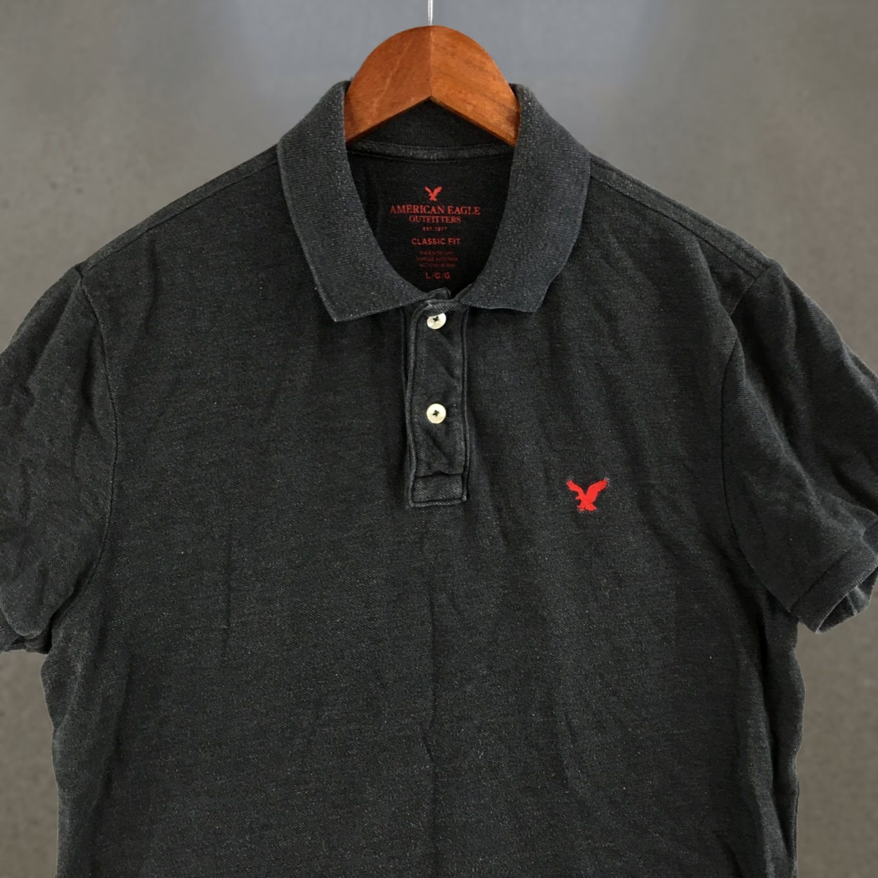 American Eagle Outfitters American Eagle Outfitters Polo Shirt Mens Large Short Sleeve Black Size US L / EU 52-54 / 3 - 1 Thumbnail