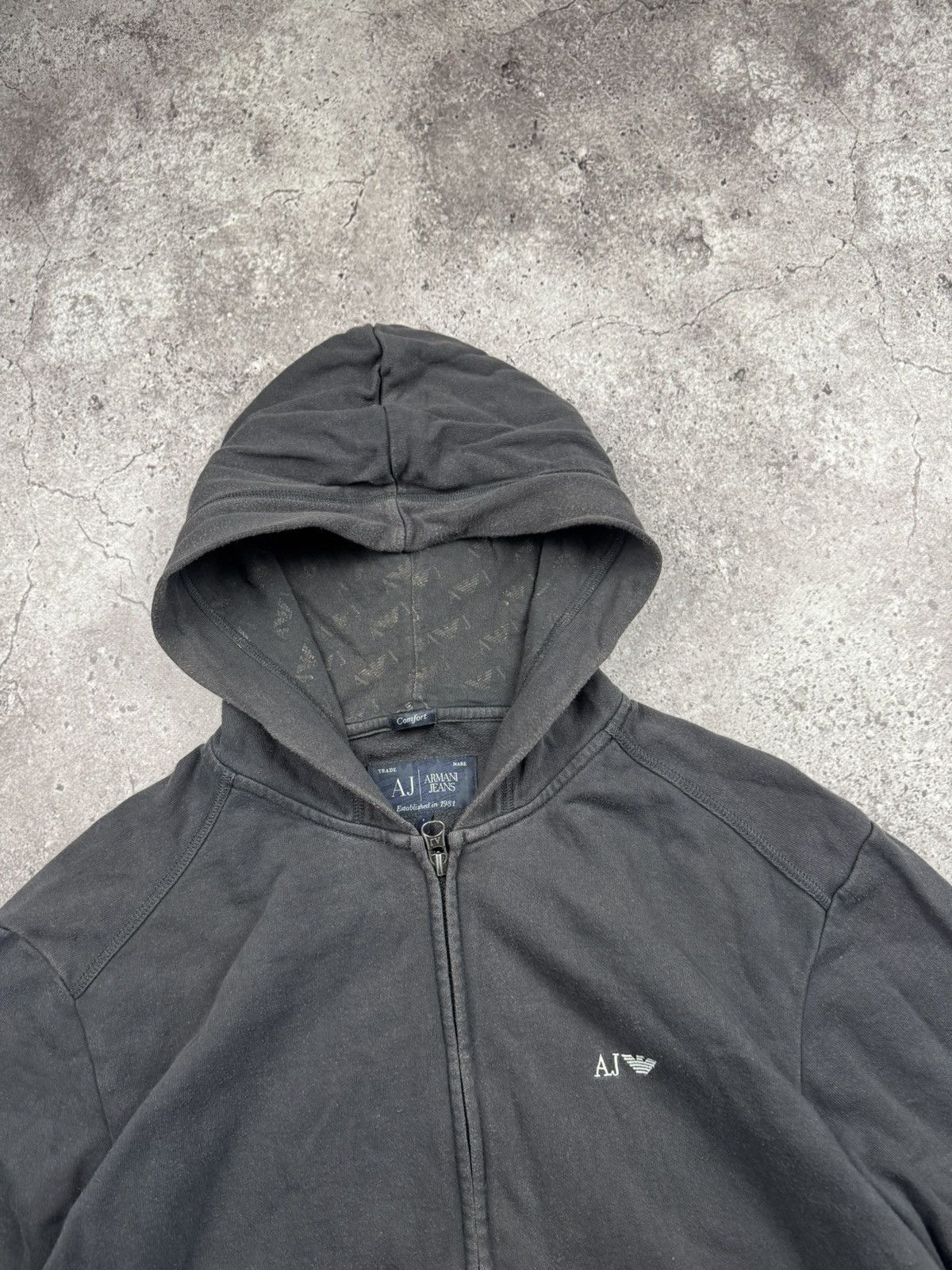 Armani Vintage Armani Jeans Y2K Faded Zip Hoodie Avant Garde Japan Size US L / EU 52-54 / 3 - 3 Thumbnail
