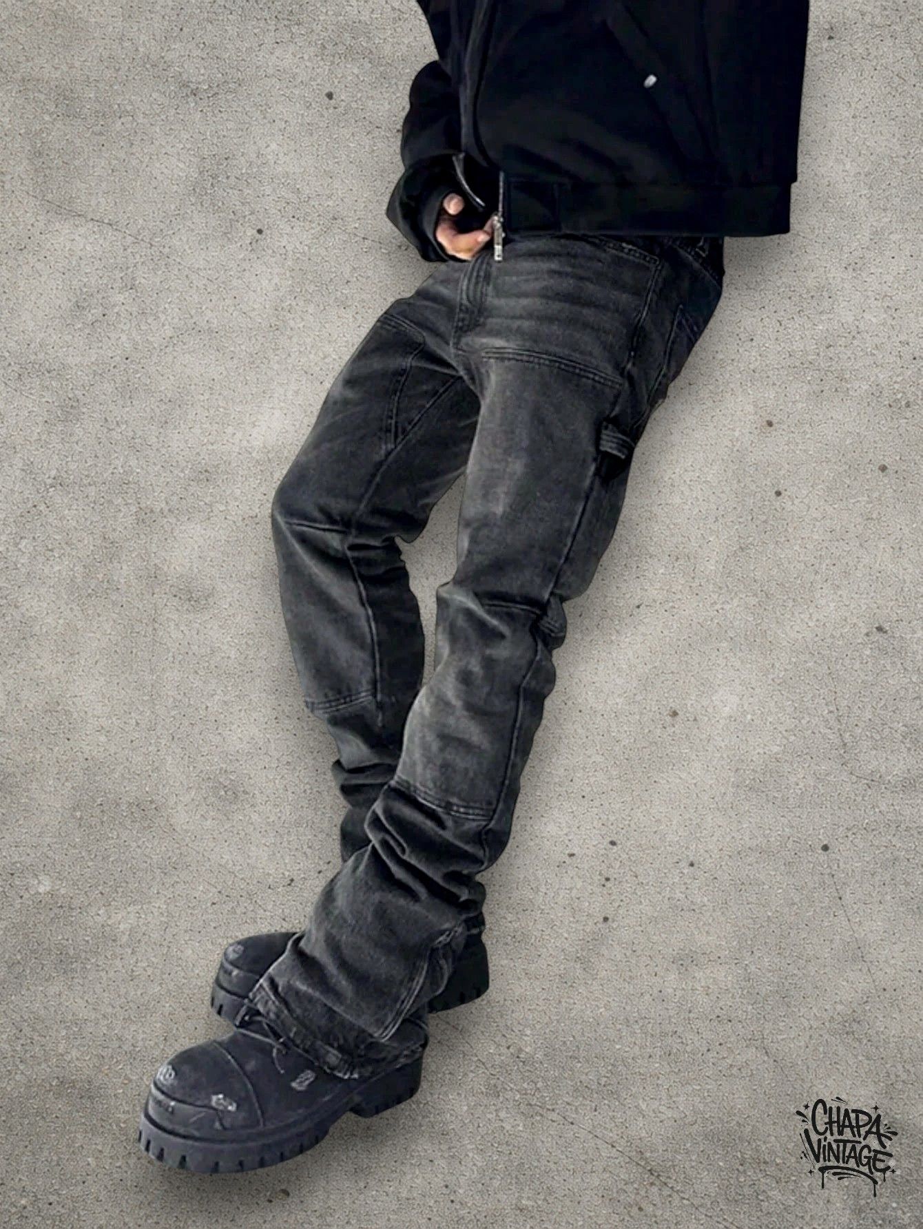 Japanese Brand Stacked slim fit jeans Size US 32 / EU 48 - 1 Thumbnail