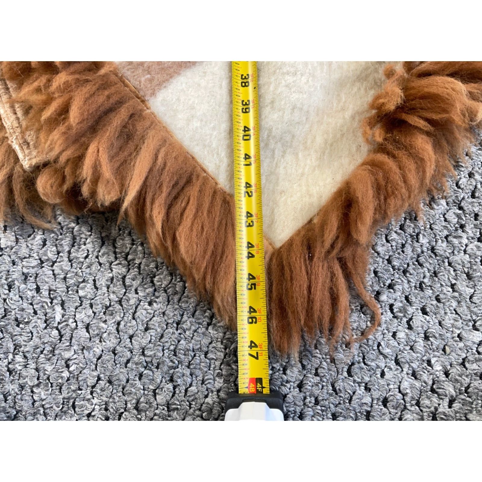 Vintage VINTAGE Alpaca Wool Fringe Poncho Cape Women's One Size Ivory Brown Bohemian Style Poncho Size ONE SIZE - 5 Thumbnail