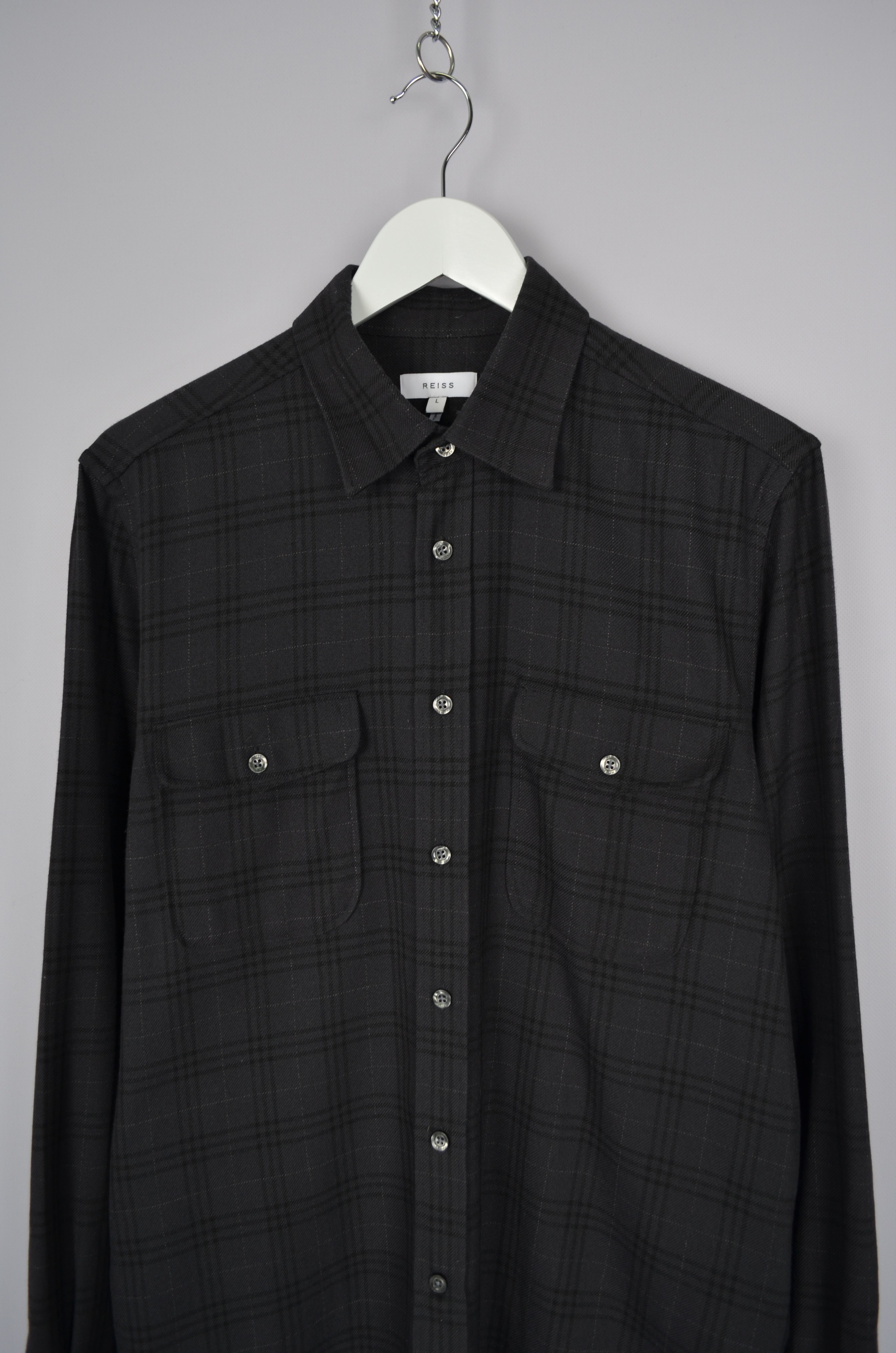 Designer × Reiss Reiss Talon Charcoal Grey Twin Pocket Overshirt Size L Size US L / EU 52-54 / 3 - 7 Thumbnail