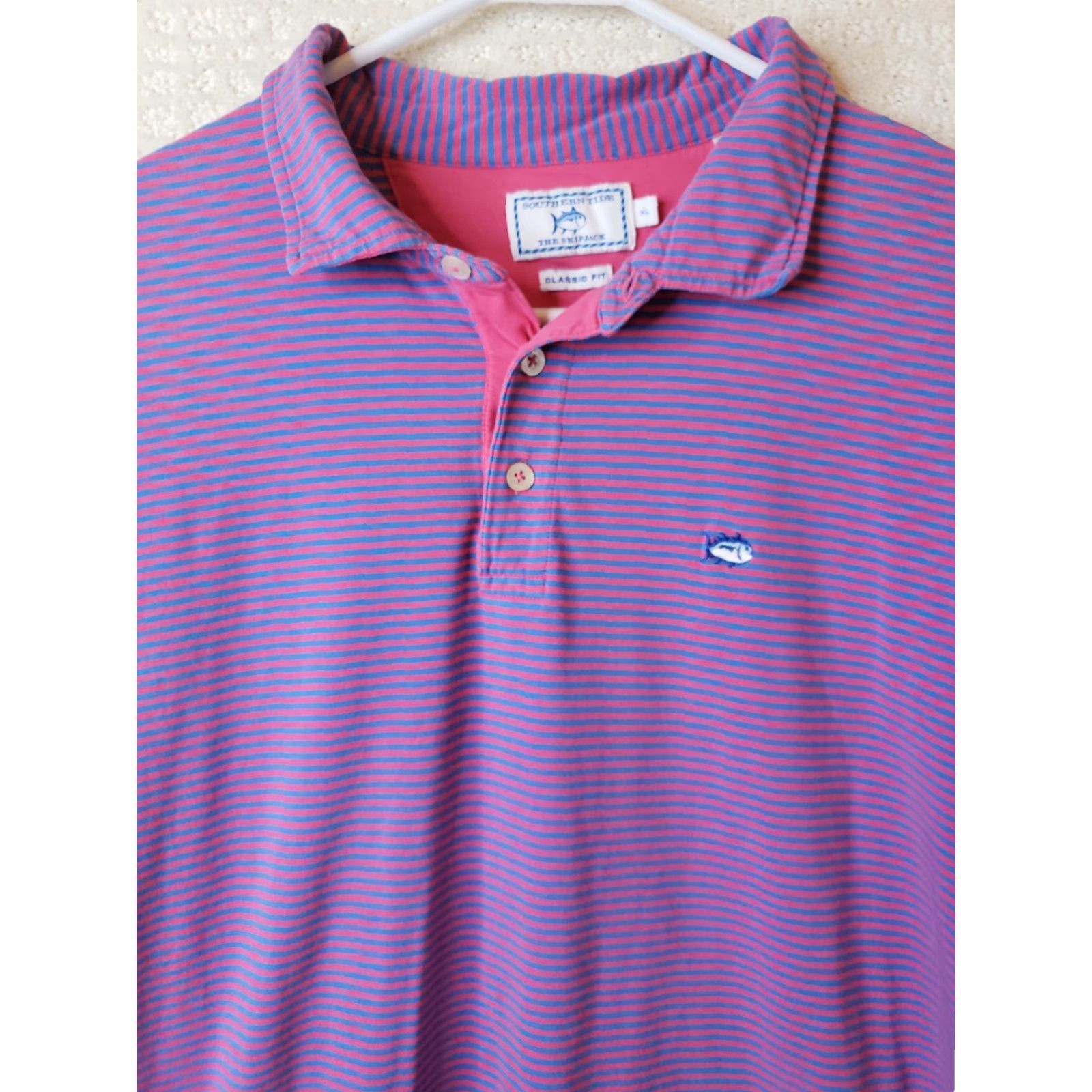 Southern Tide Southern Tide Skipjack Shirt Polo S/S Men XL Striped Pink & Blue Golf Shirt Size US XL / EU 56 / 4 - 3 Thumbnail