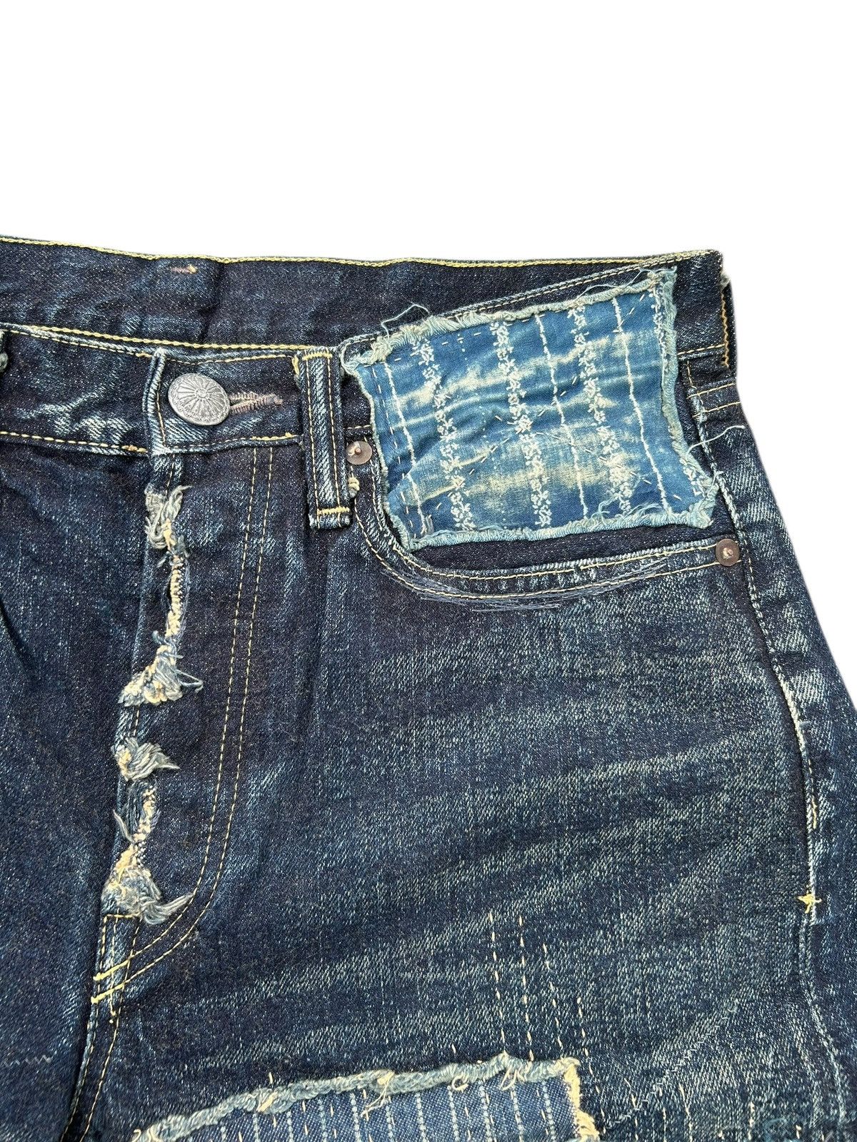 Kapital Kapital Kountry BORO Selvedge Denim Shorts (Kiro Hirata) Size US 31 - 5 Thumbnail