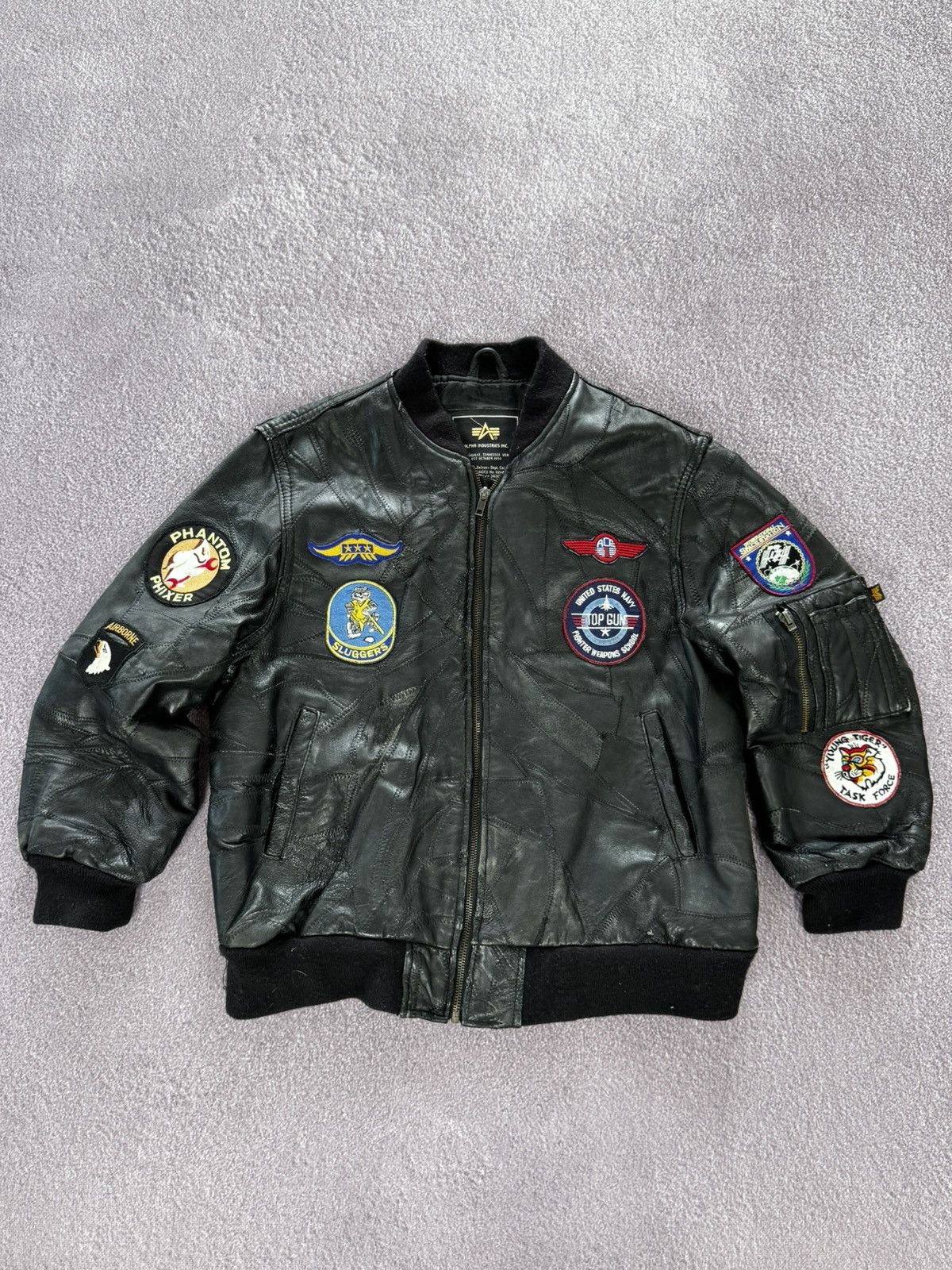 Alpha Industries Alpha Industries Grunge Leather Y2K Bomber Jacket Size S / US 4 / IT 40 - 1 Thumbnail