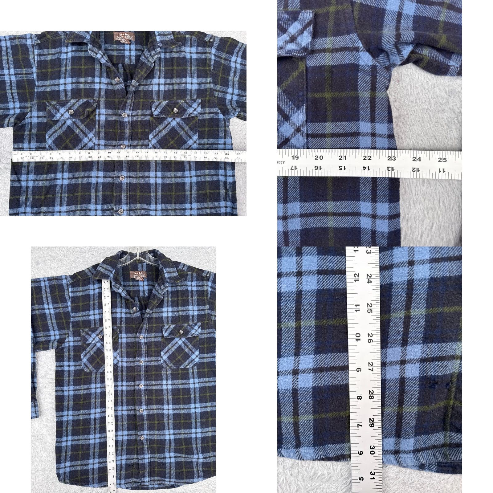 Vintage Moose Creek Shirt Men LT Blue Green Flannel Plaid Button Up 100% Cotton Casual Workwear Pocketed Vintage No Size US L / EU 52-54 / 3 - 8 Thumbnail