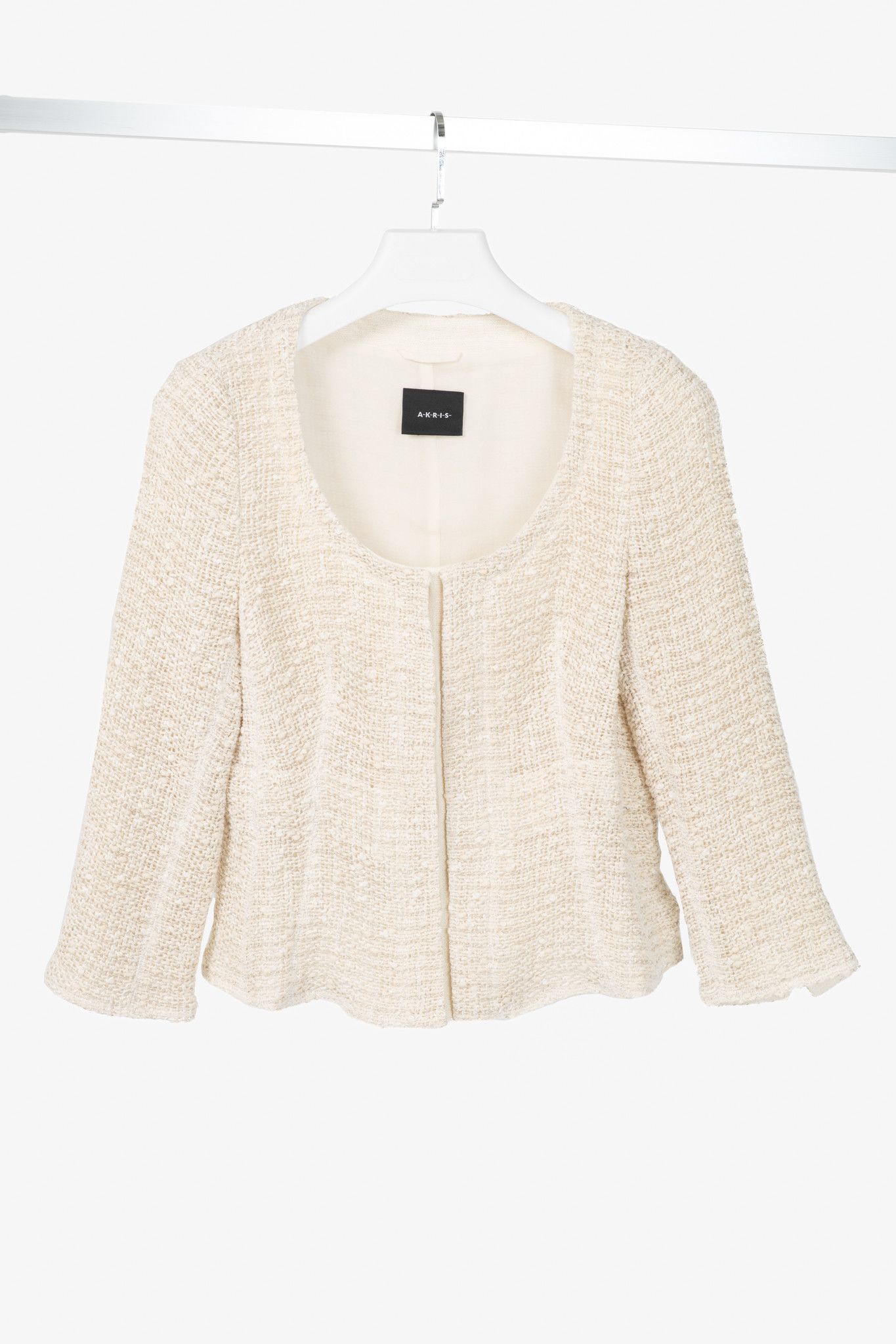 Akris Akris Cream Cotton & Wool Boucle Tweed Jacket Size M / US 6-8 / IT 42-44 - 1 Thumbnail