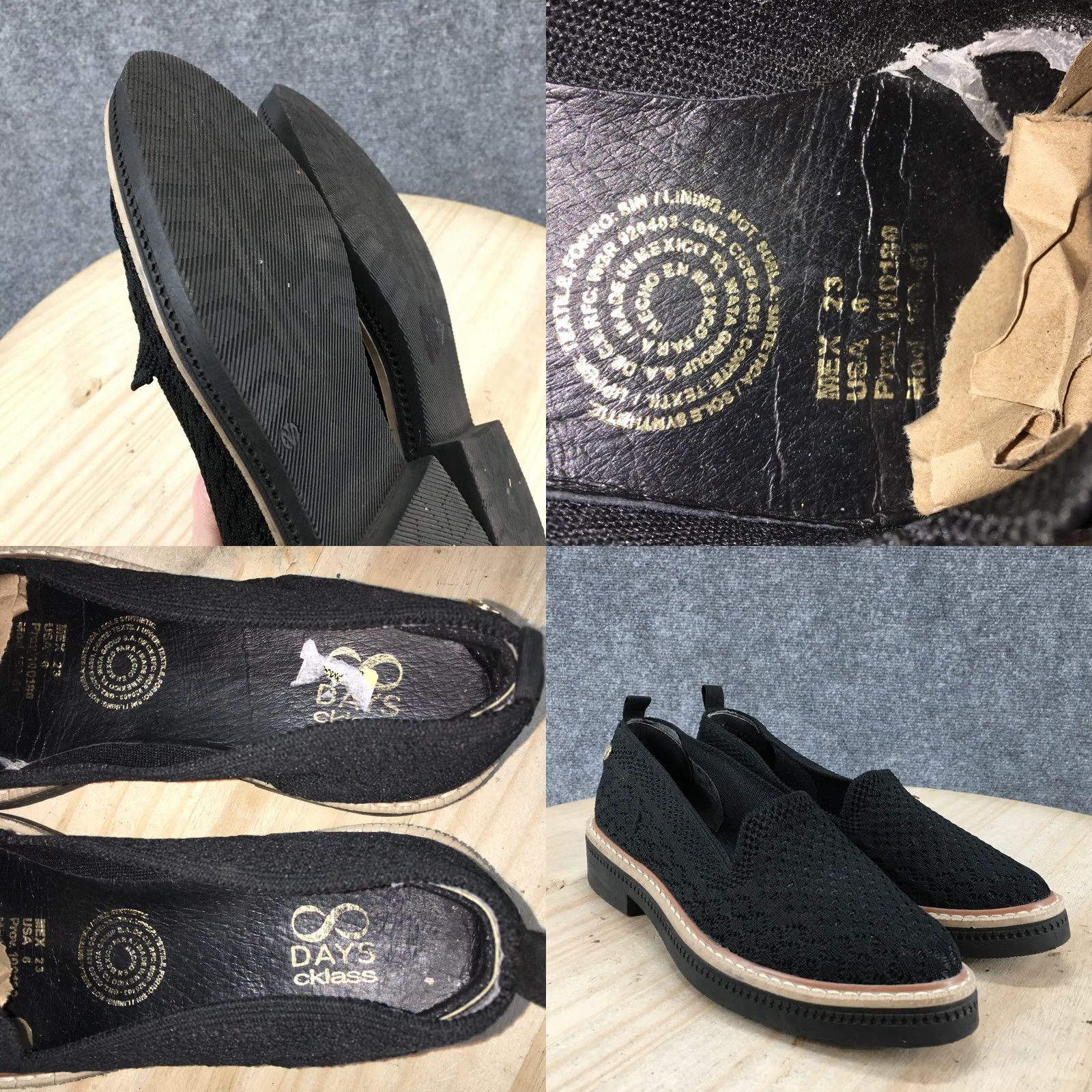 Vintage 8 Days Cklass Shoes Womens 6 Casual Loafers Comfort Black Fabric Slip On Low Top Size M / US 6-8 / IT 42-44 - 10 Thumbnail