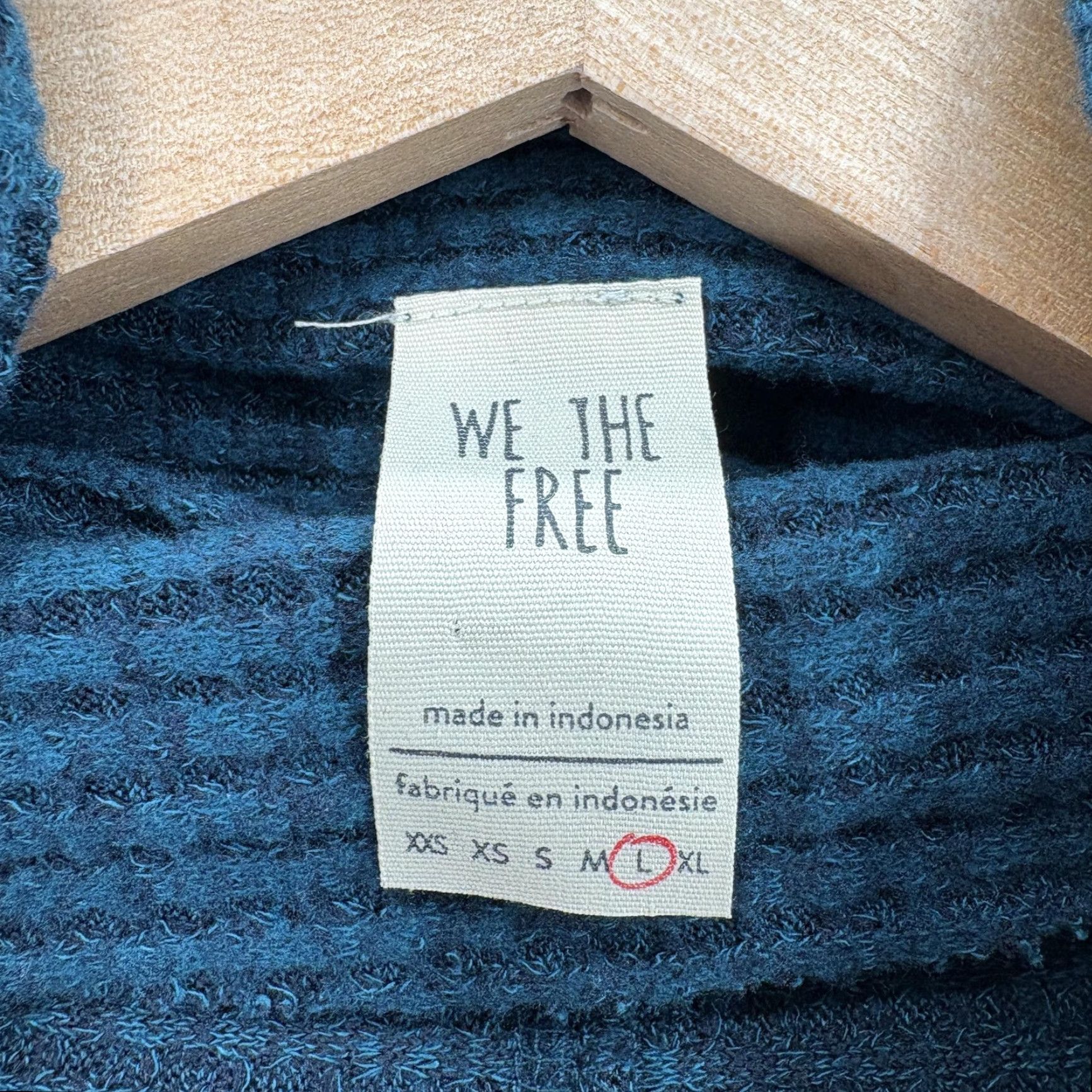 Vintage We The Free Sweater Tunic Womens Large Blue Waffle-Knit Cowl Neck Oversized Boho Size L / US 10 / IT 46 - 4 Thumbnail