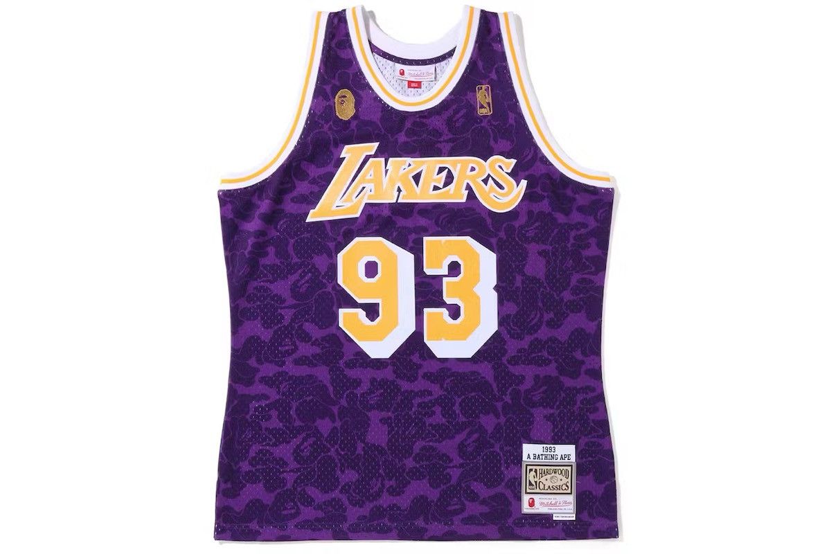 Bape × Mitchell & Ness BAPE x Mitchell & Ness Los Angeles Lakers Jersey Purple Size US XXL / EU 58 / 5 - 2 Thumbnail