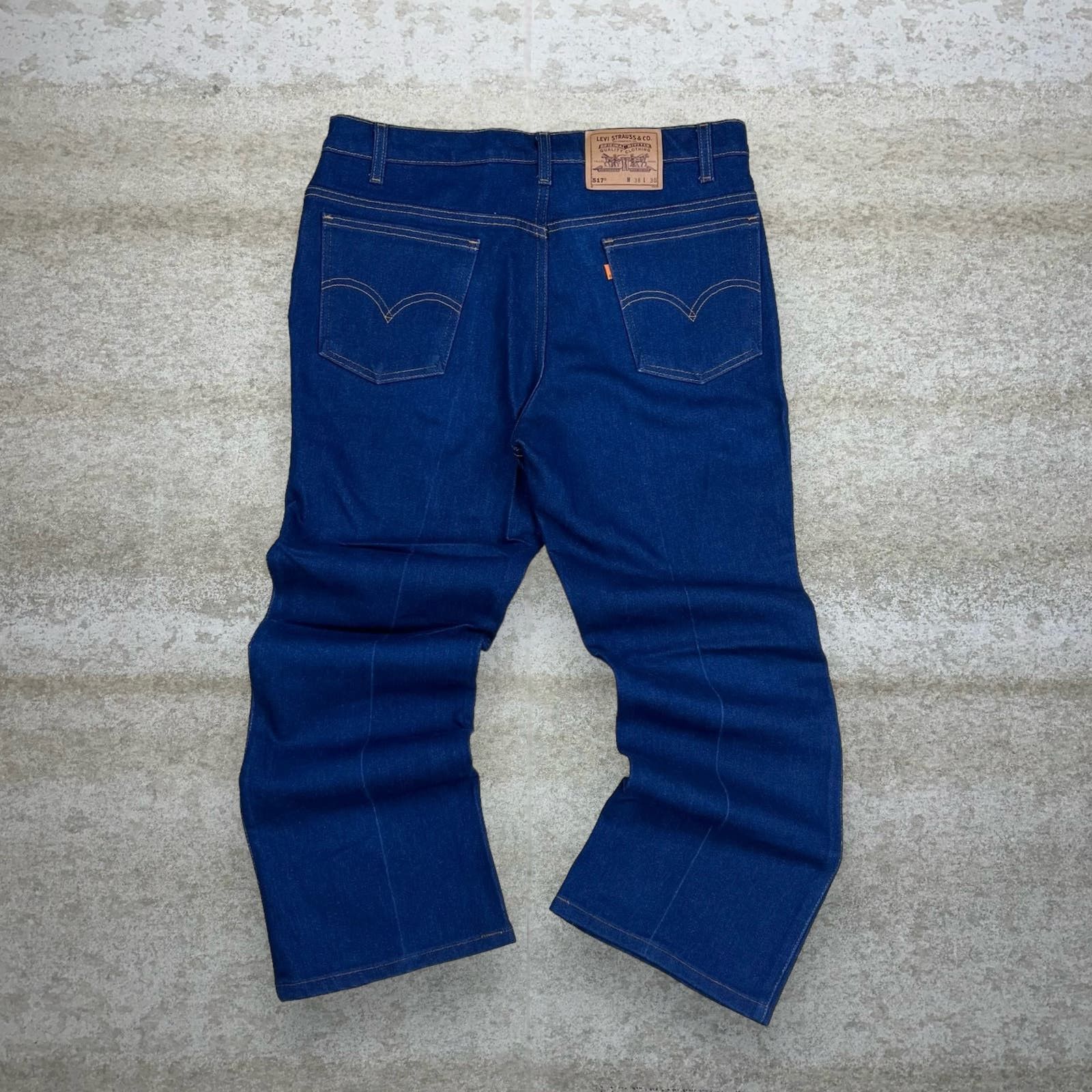 Image of Crazy Vintage 90's Orange Tab Levis 517 Jeans Bootcut Flared in Blue, Men's (Size 38)