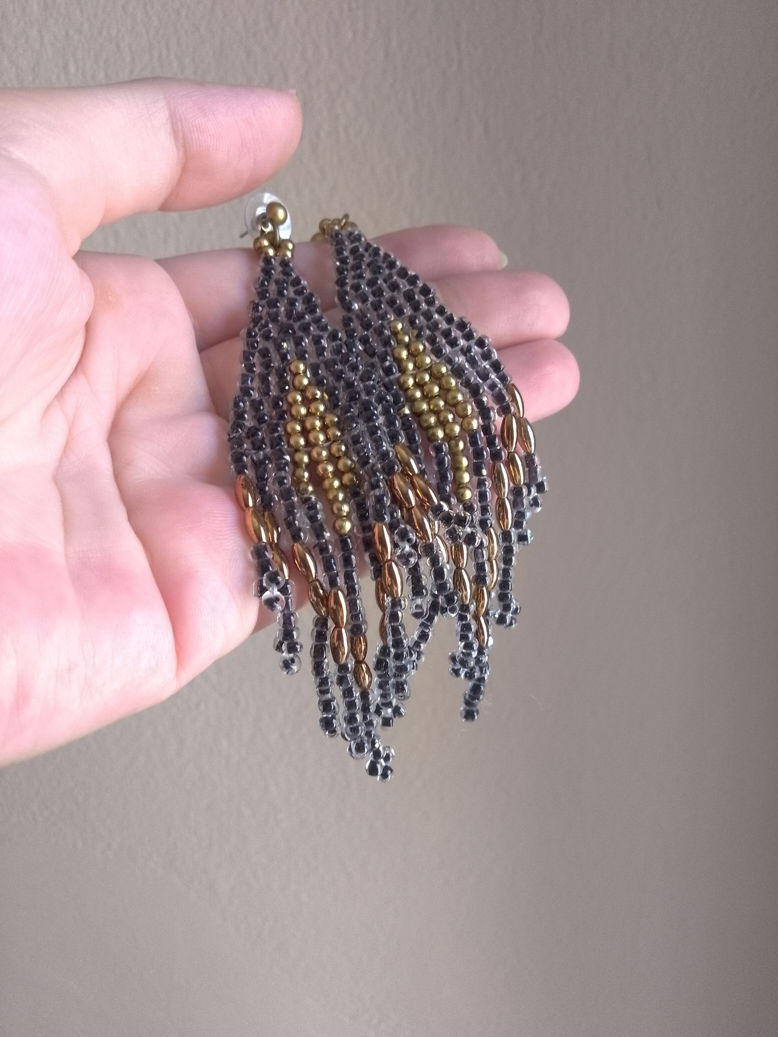 Handmade Necklace Flower pendant Black gemstones Earrings with Bangs Size ONE SIZE - 9 Thumbnail