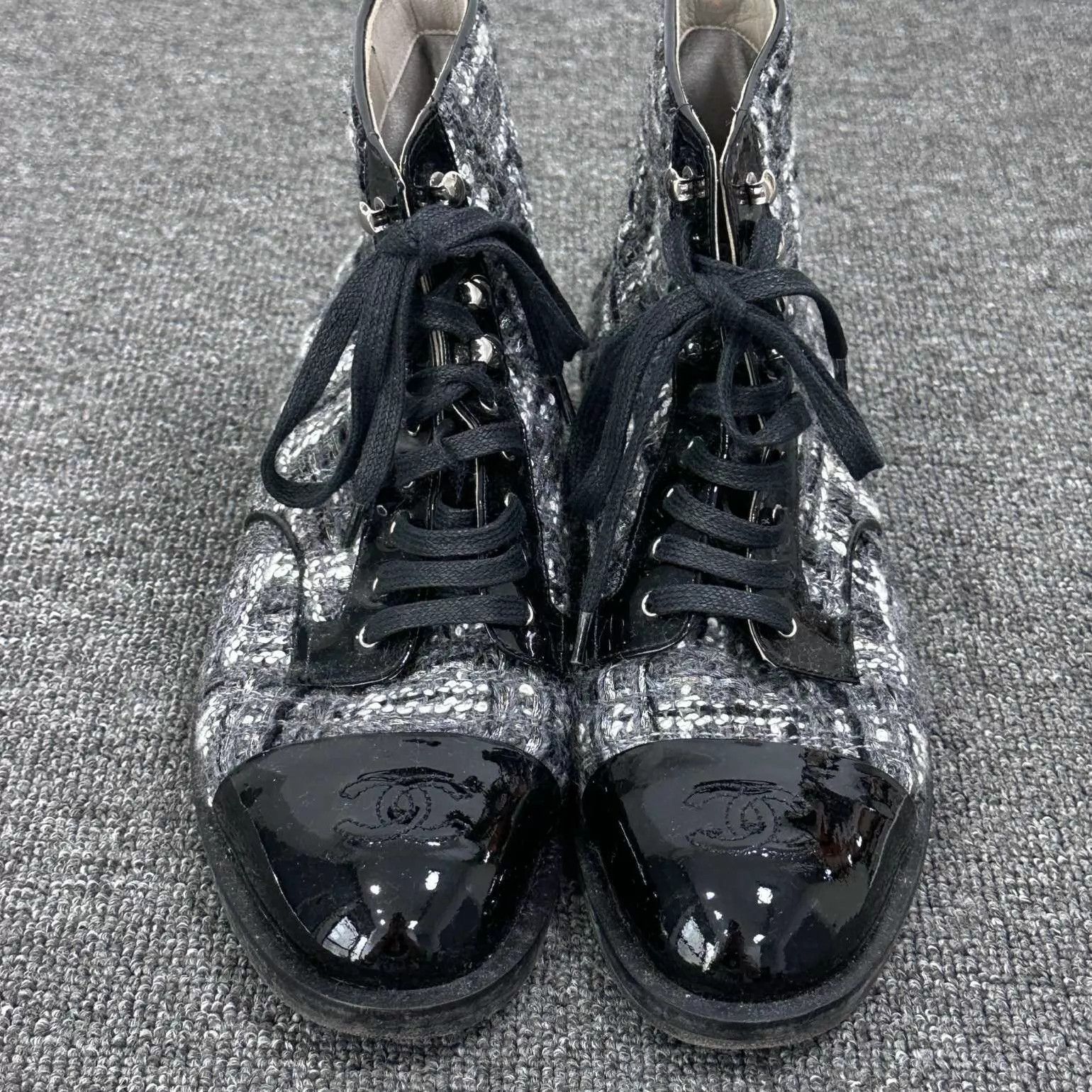 Chanel Chanel CC Woven Check Short Boots 98 New 37 Size US 6.5 / IT 36.5 - 2 Thumbnail