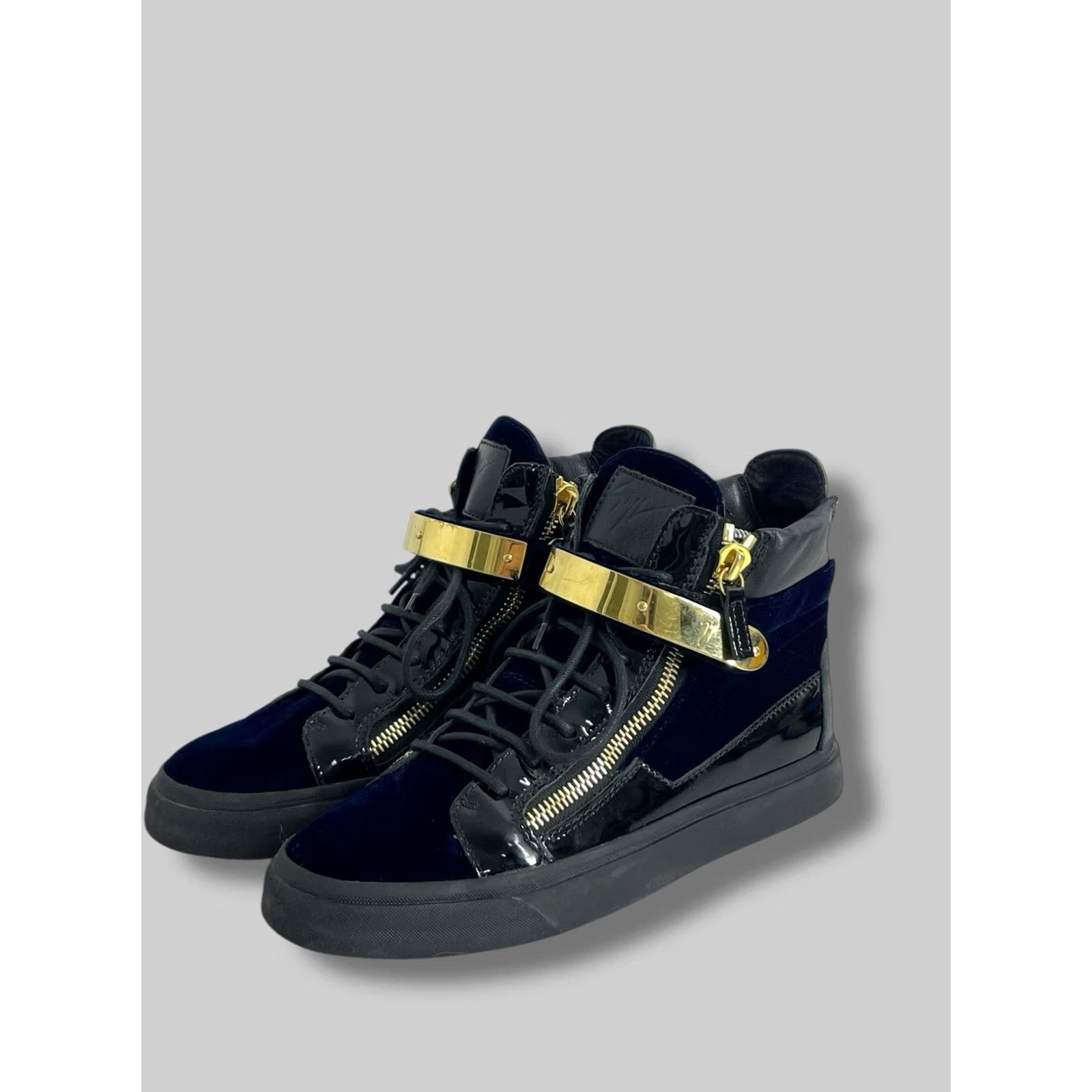 Giuseppe Zanotti Giuseppe Zanotti Coby High Top Velvet Trainers Navy Blue Shoes Mens 39.5 Velvet Casual Shoes Size US M / EU 48-50 / 2 - 4 Thumbnail