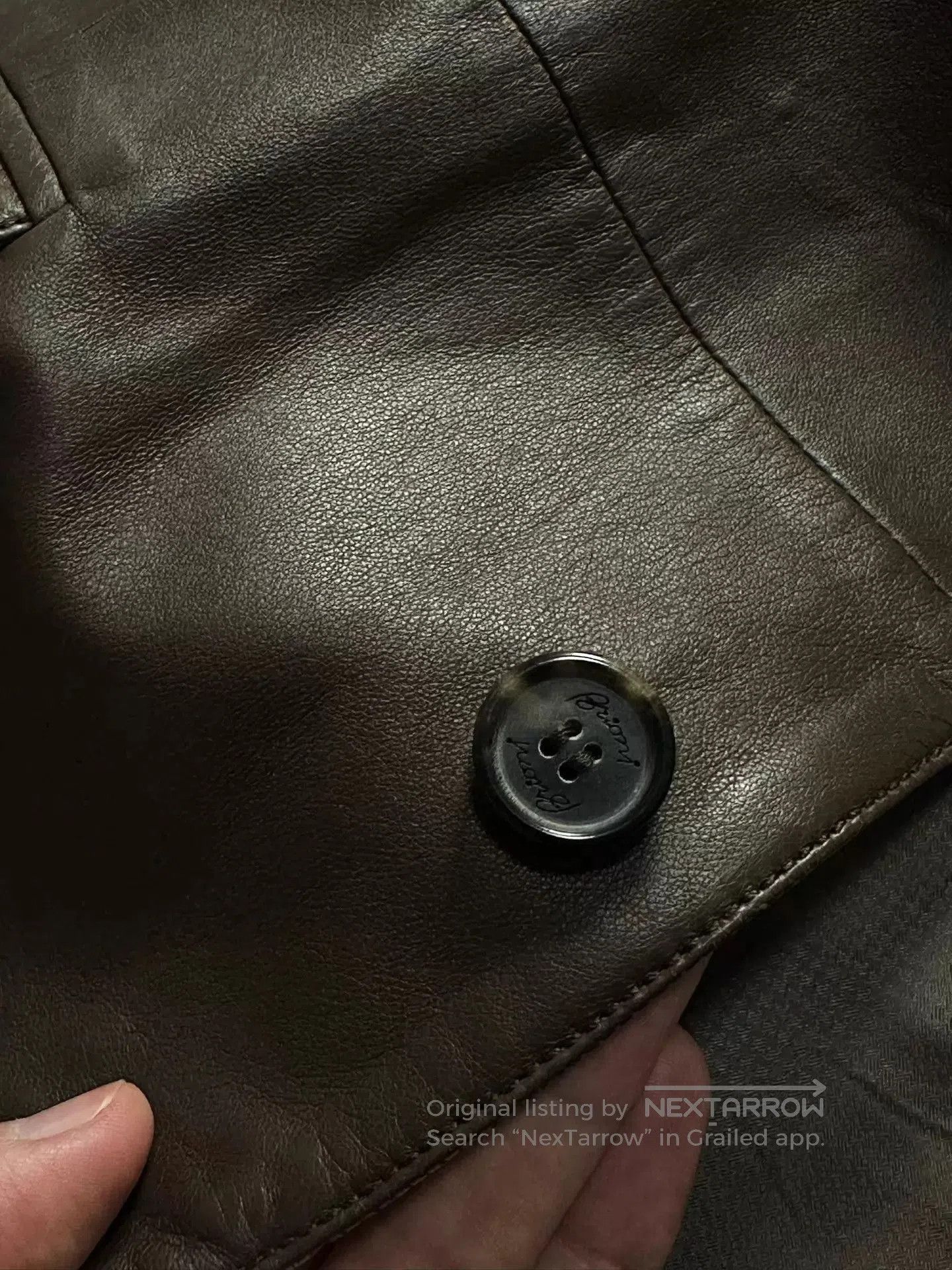Brioni Brown Leather Blazer Jacket with Contrast Trim. Size US M / EU 48-50 / 2 - 5 Thumbnail