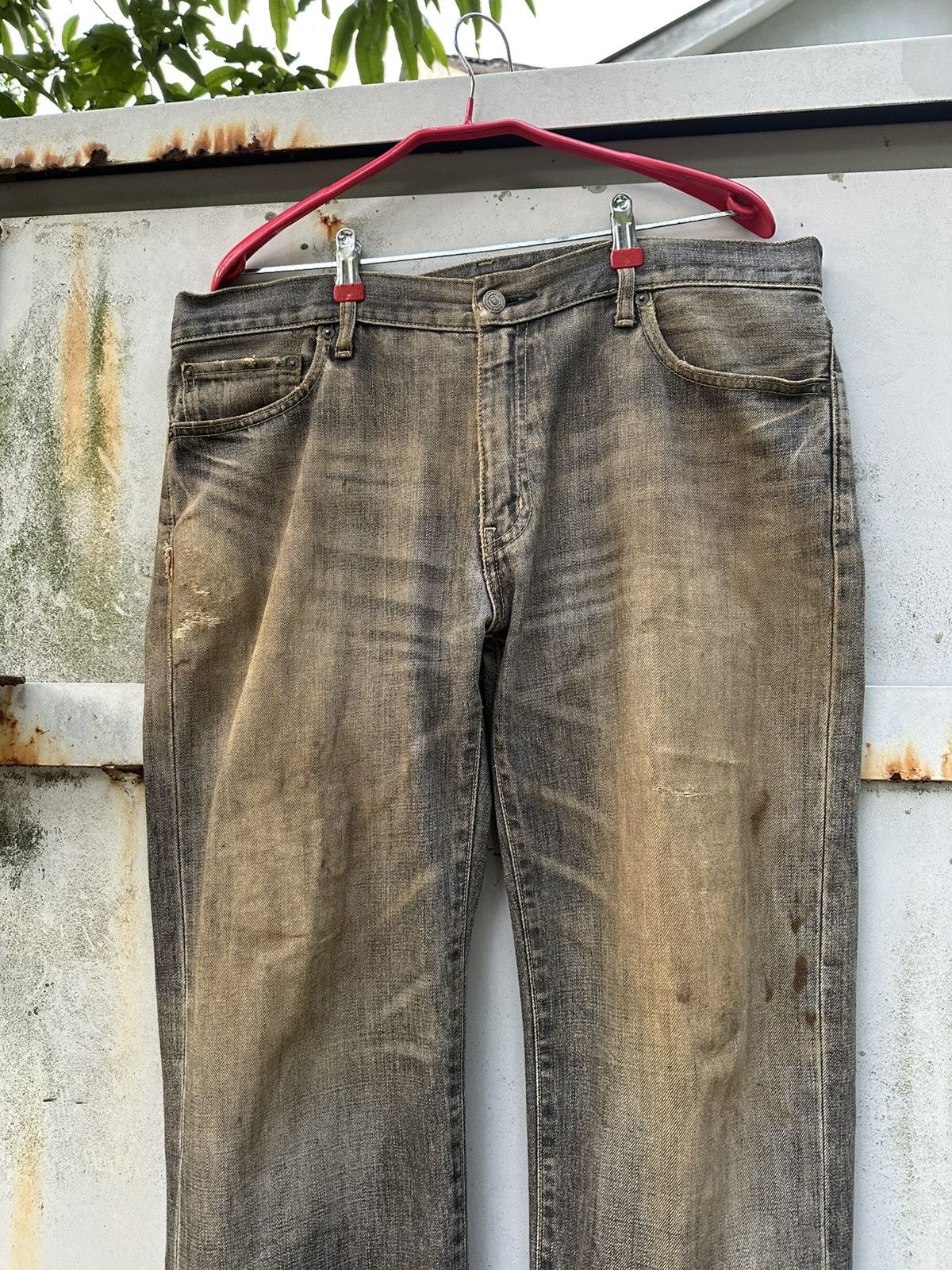 Vintage 👹 THRASHED Washed Uniqlo Baggy Jeans Size US 37 - 7 Thumbnail