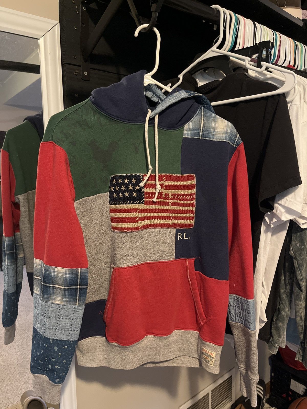 Vintage Flag Patchwork Fleece Hoodie Polo Size US S / EU 44-46 / 1 - 1 Thumbnail