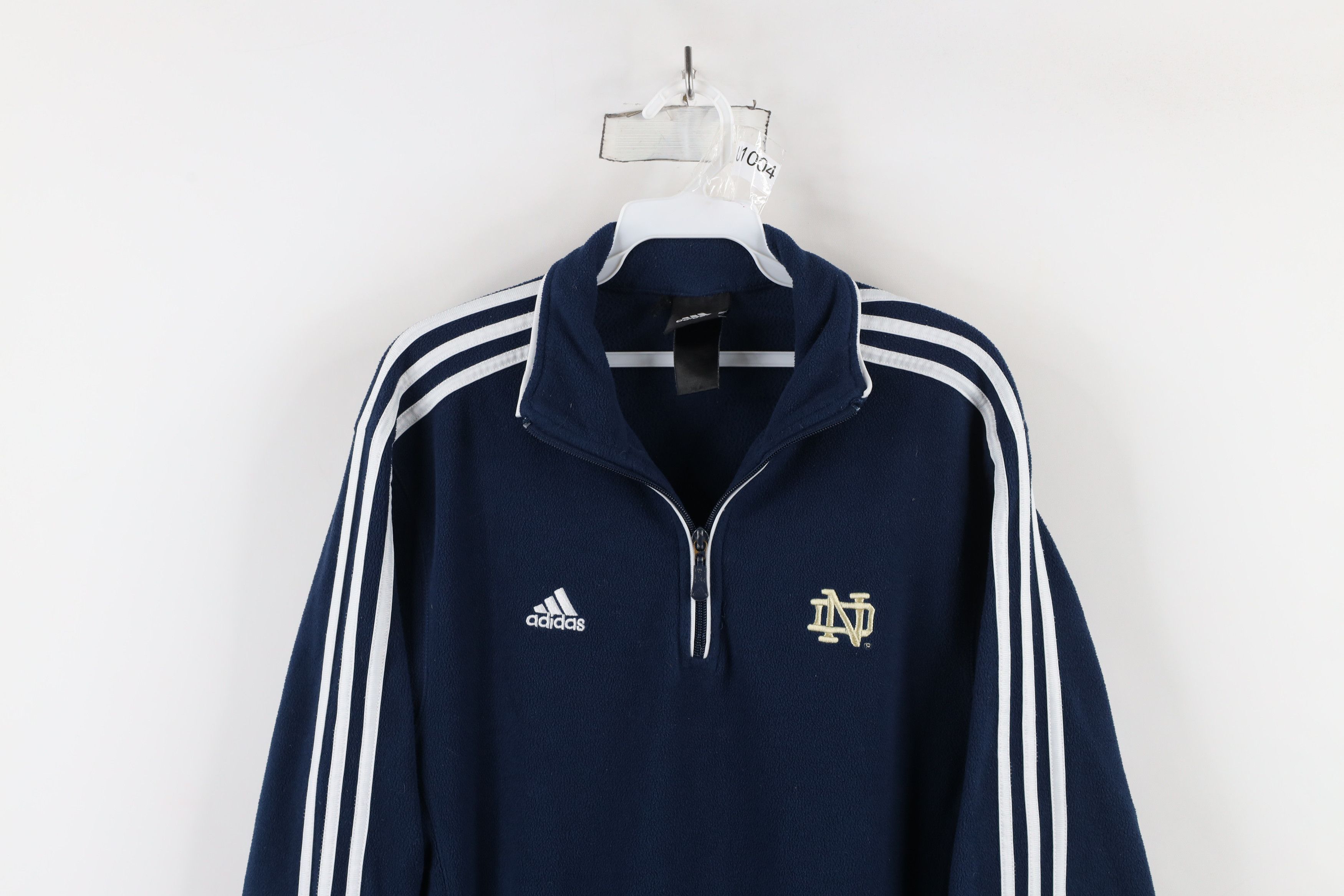 Adidas Vintage Adidas Notre Dame University Half Zip Fleece Sweater Size US L / EU 52-54 / 3 - 2 Thumbnail