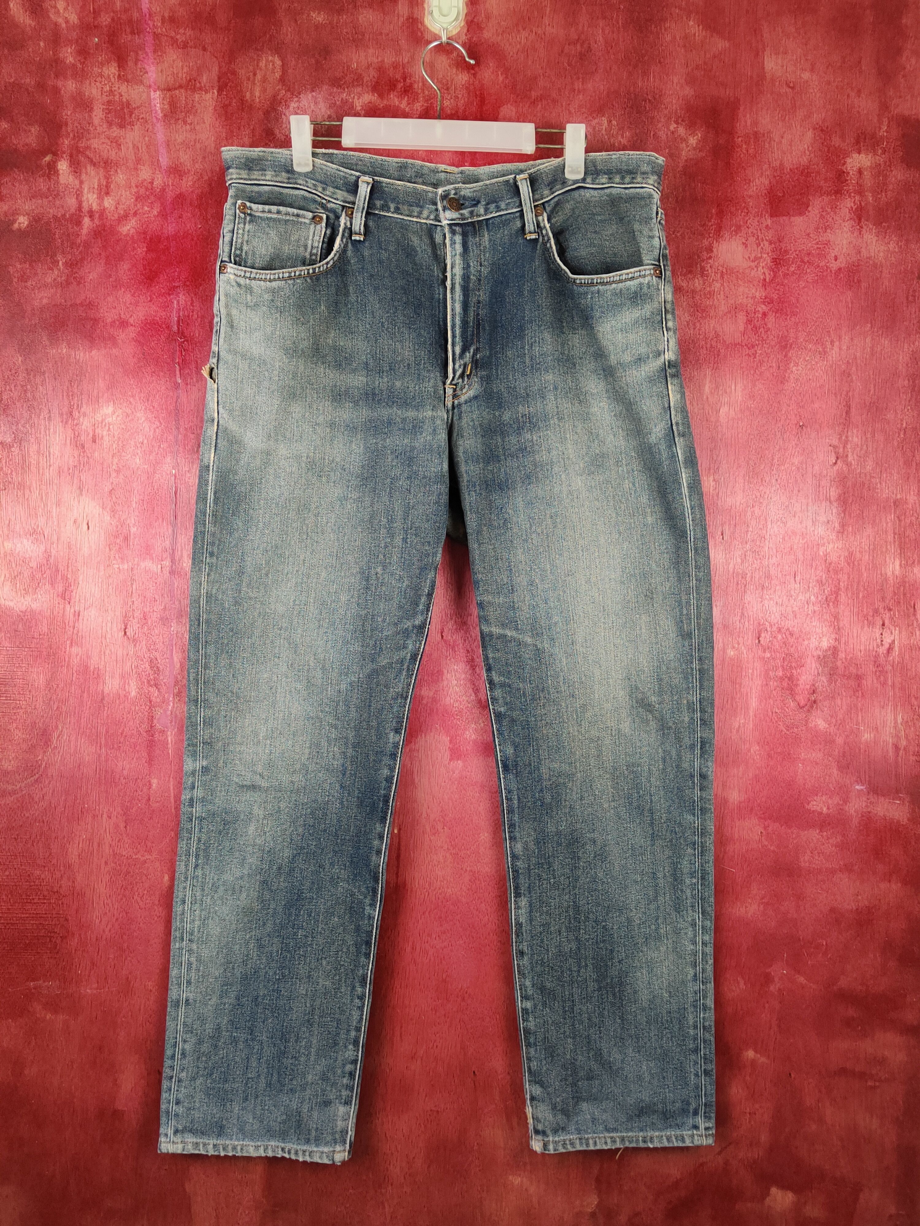 image of Edwin Dark Blue Faded Distressed Jeans Denim S1608 in Dark Blue Denim, Men's (Size 35)