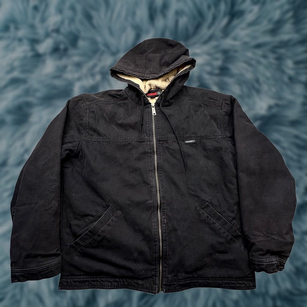 Vintage Wolverine Duck Canvas Sherpa Fleece Lined Full Zip Hoodie Jacket Mens Large Black Size US L / EU 52-54 / 3 - 1 Thumbnail
