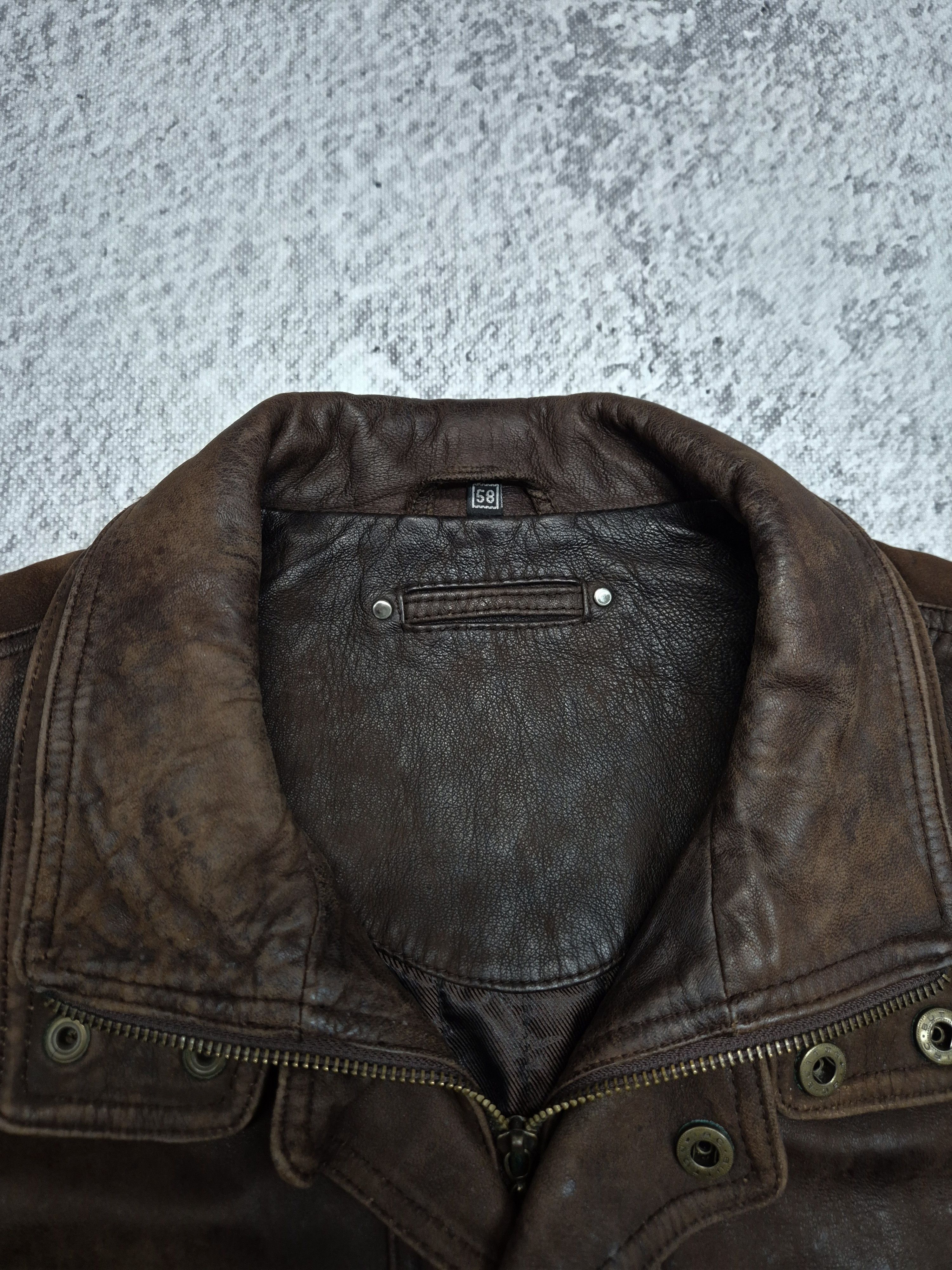 Vintage Vintage Avant Garde Leather Bomber Jacket Size US XXL / EU 58 / 5 - 4 Thumbnail