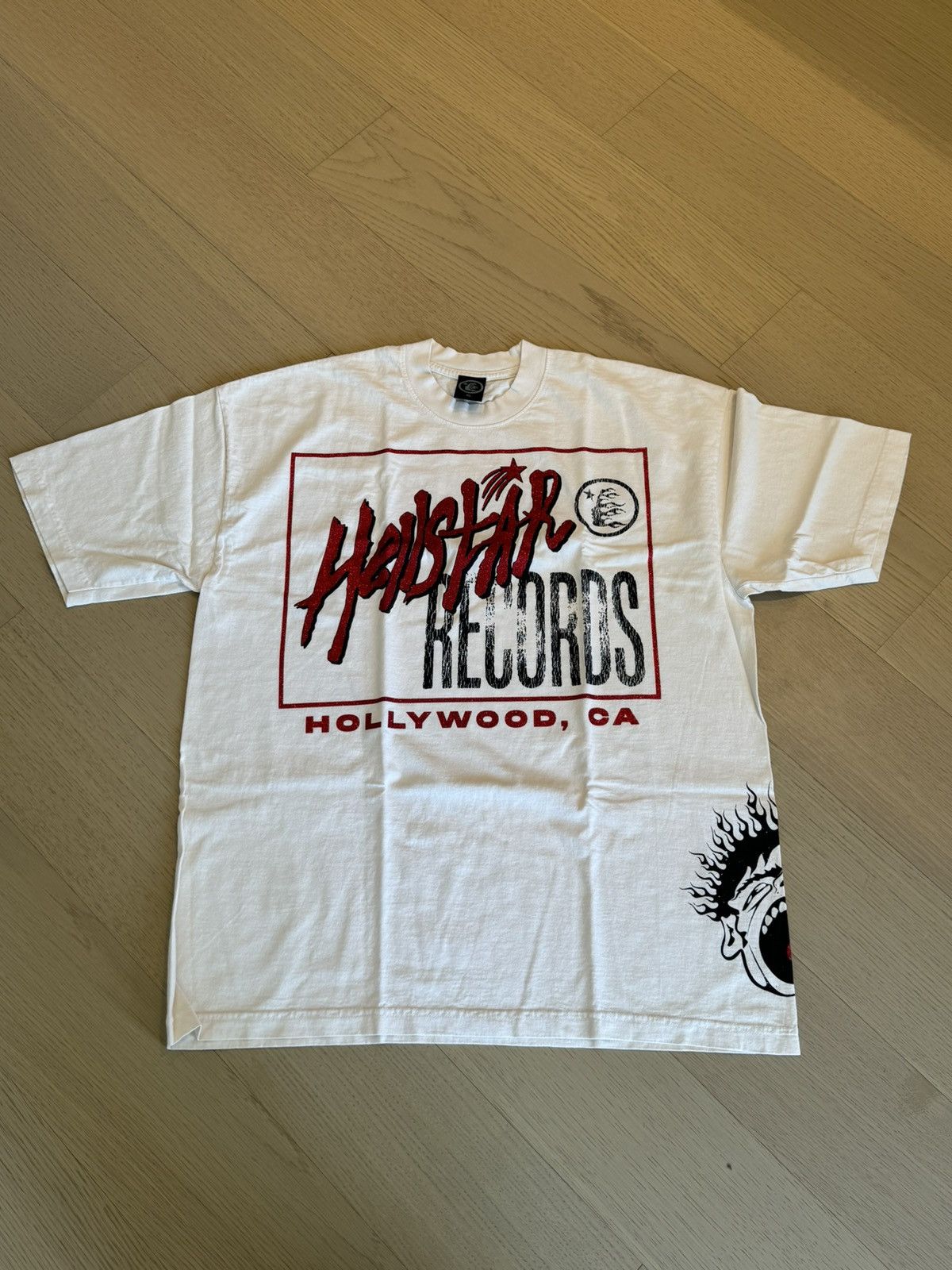 image of Hellstar Records T Shirt in Beige, Men's (Size Small)