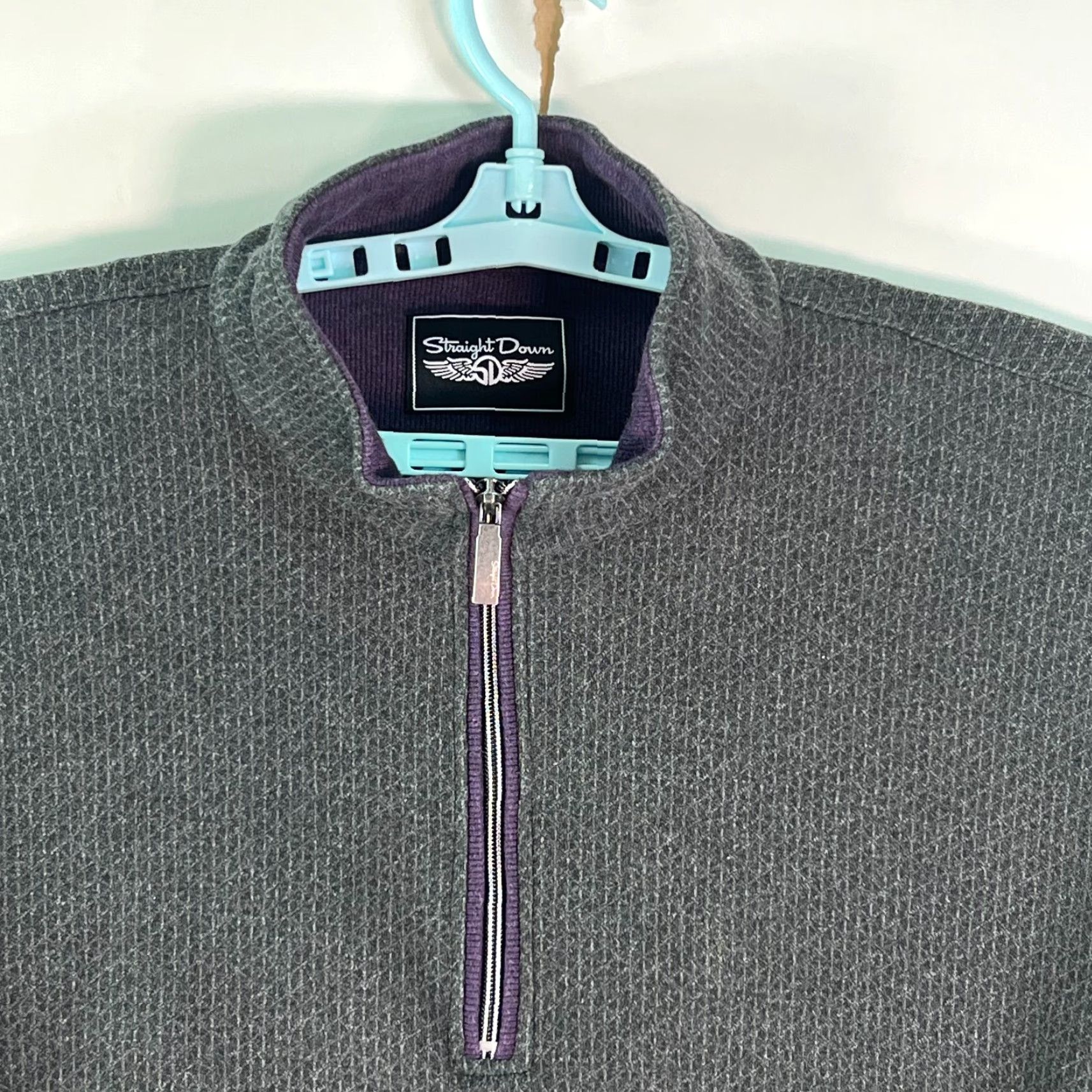 Vintage Straight Down Men's Cotton Pullover Sweater XL Gray 1/4 Zip Long Sleeve Casual Classic Size US XL / EU 56 / 4 - 3 Thumbnail