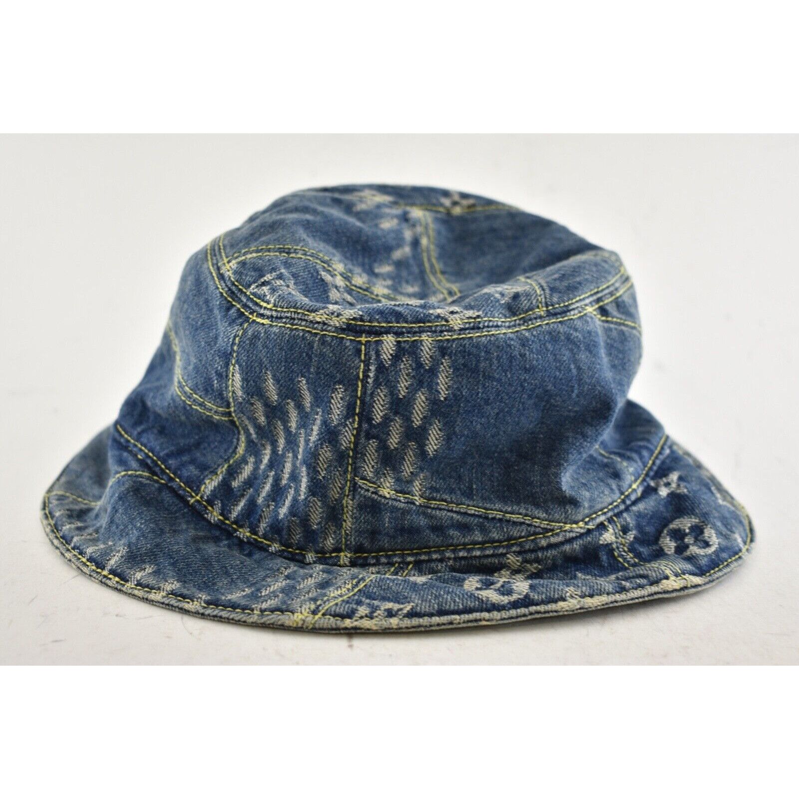 Louis Vuitton Louis Vuitton Nigo Wave Denim Logo Sun Bucket Hat M 58cm Size ONE SIZE - 12 Thumbnail