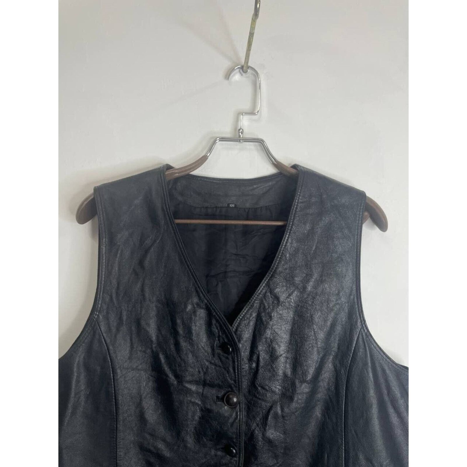 Vintage Vintage Black Leather Button-Up Vest Multi-Pocket Size L Size US L / EU 52-54 / 3 - 5 Thumbnail
