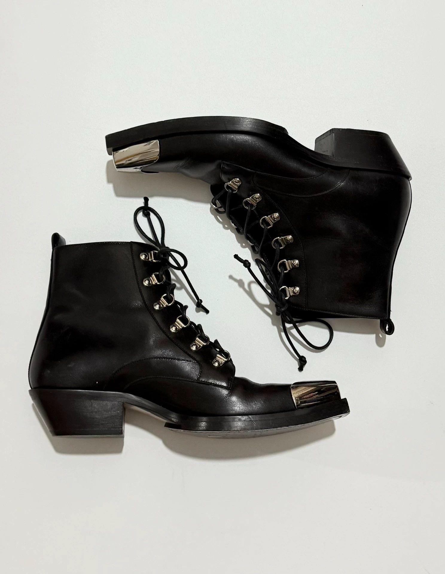 Balmain Balmain Black Leather Steel Toe Biker Boots Size 41 Size US 9 / EU 42 - 6 Thumbnail