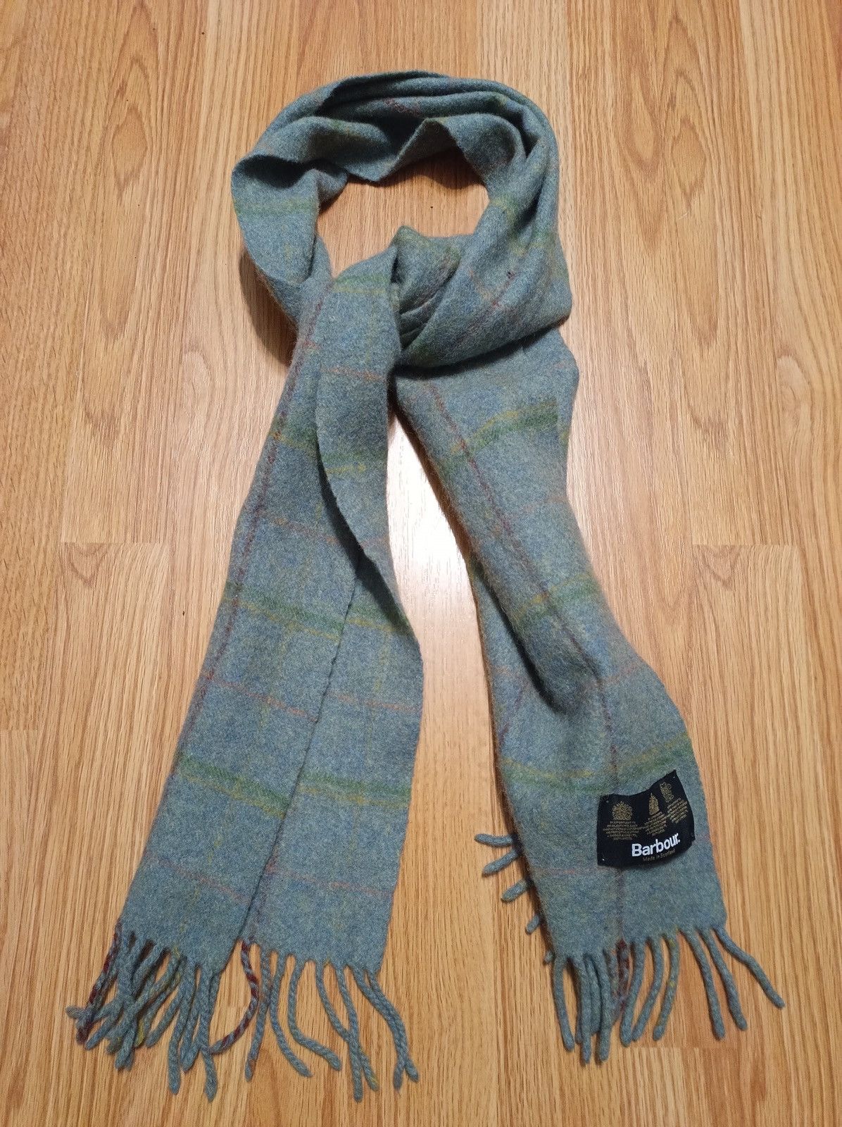 Barbour Vintage BARBOUR Scotland Lambs Wool Green Tartan Scarf Size ONE SIZE - 1 Thumbnail
