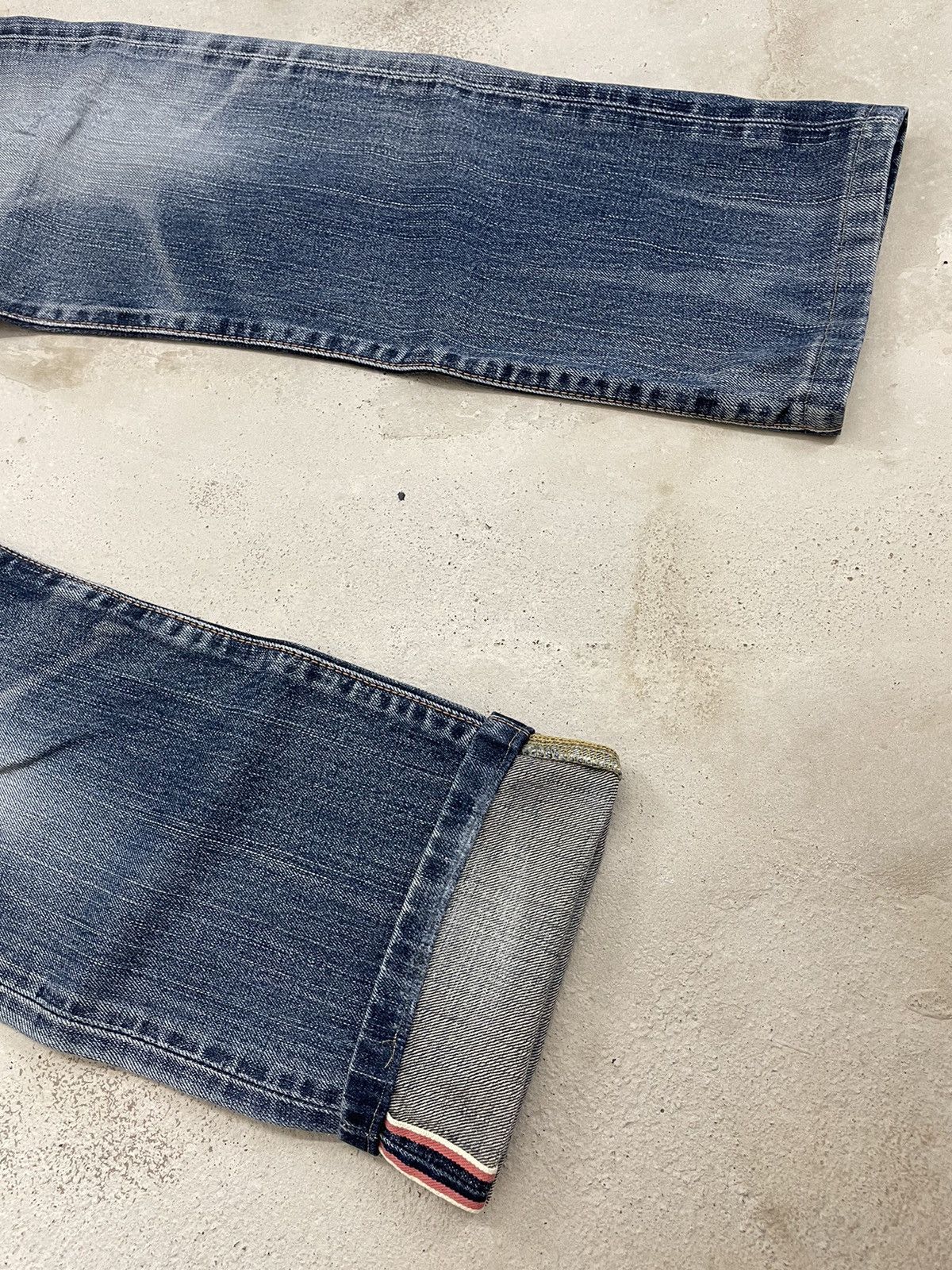 Edwin Edwin 505 Selvedge Buckle Back Whisker Distress Denim A13 Size US 32 / EU 48 - 4 Thumbnail