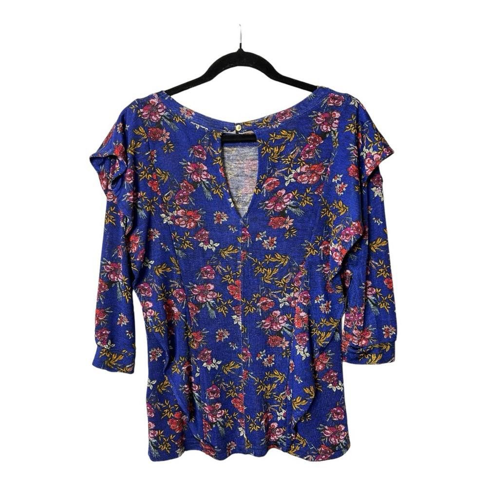 Free People Free People l Blue Floral Ruffle Blouse Small Size S / US 4 / IT 40 - 3 Thumbnail