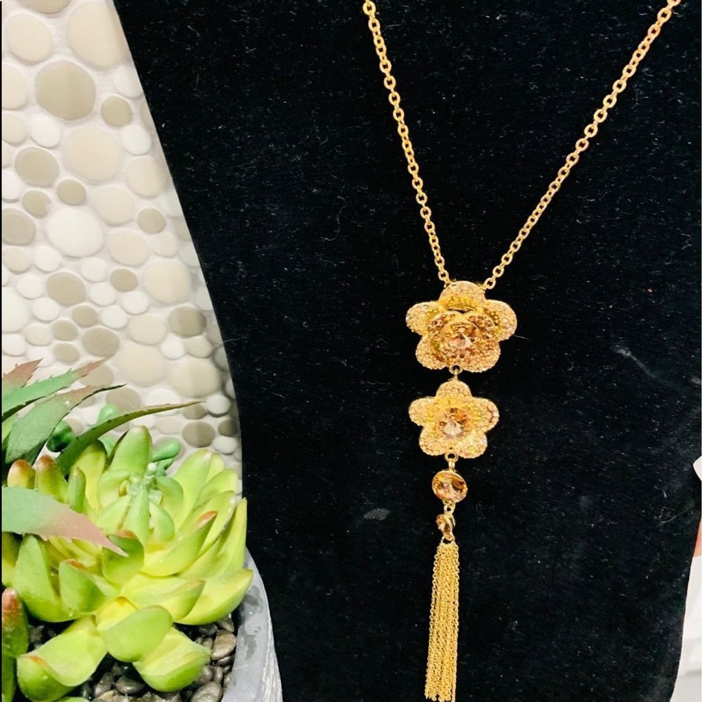 Other Beautiful Long Gold Floral amber Necklace Size ONE SIZE - 3 Thumbnail