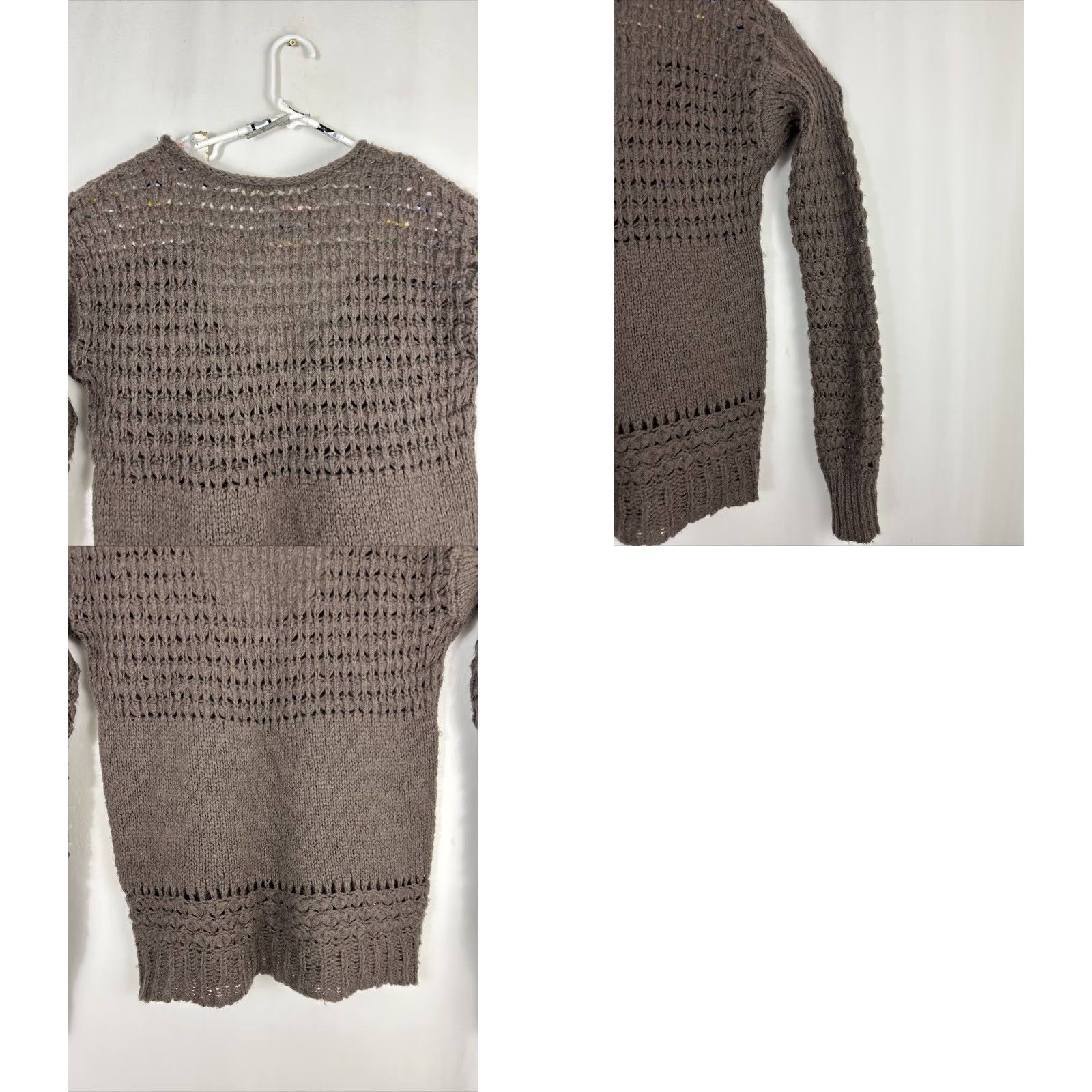 Free People Free People Brown Wool Blend Loose Chunky Knit Pullover Scoop Neck Sweater XS Size XS / US 0-2 / IT 36-38 - 9 Thumbnail