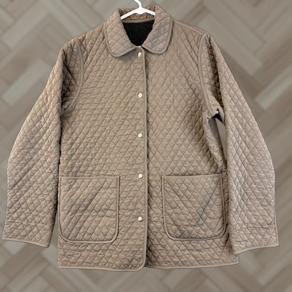 Vintage Outbrook Women's Jacket Reversible Casual Size 12-14 Green-gray Polyester Zip Collared 2 Pockets All Seasons Basic Jacket, Regular Fit Size XL / US 12-14 / IT 48-50 - 1 Thumbnail