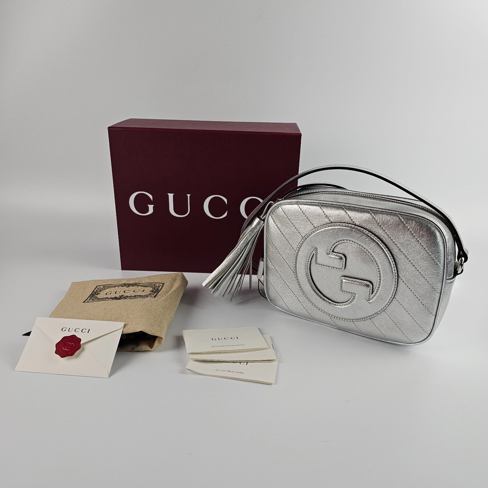 Gucci GUCCI Blondie Small $1980 Metallic Silver Leather Shoulder B Size ONE SIZE - 1 Thumbnail