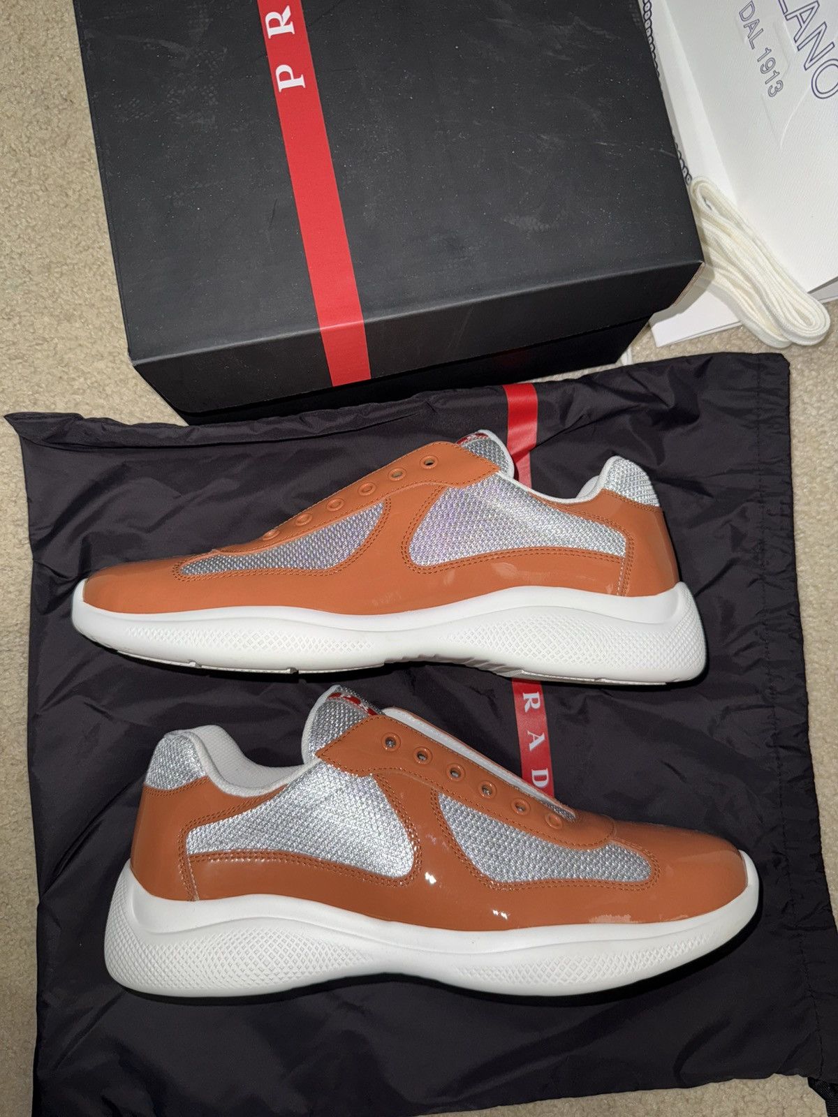 Prada Orange Prada American Cup Sneakers Size US 10 / EU 43 - 6 Thumbnail