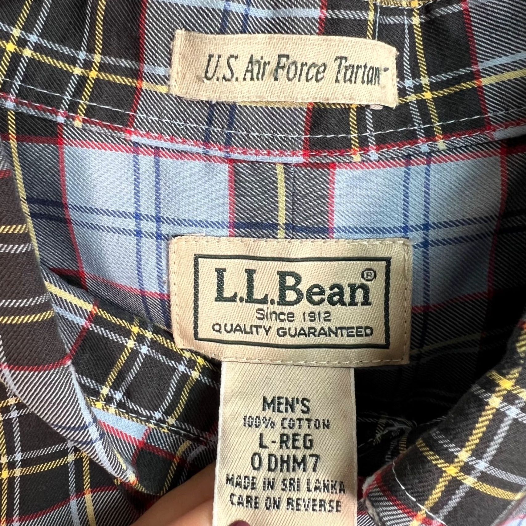 Vintage L.L.Bean Mens Large Button-Down Shirt U.S. Air Force Tartan Plaid 100% Cotton Size US L / EU 52-54 / 3 - 3 Thumbnail