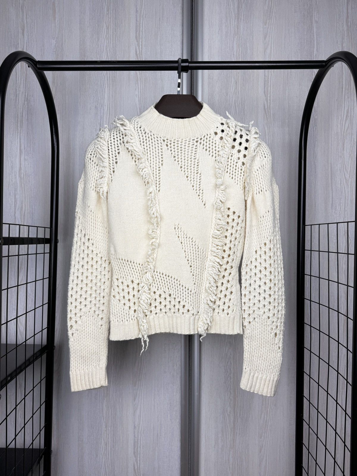 Mugler Mugler wool beige distressed deconstructed sweater size S Size S / US 4 / IT 40 - 1 Thumbnail